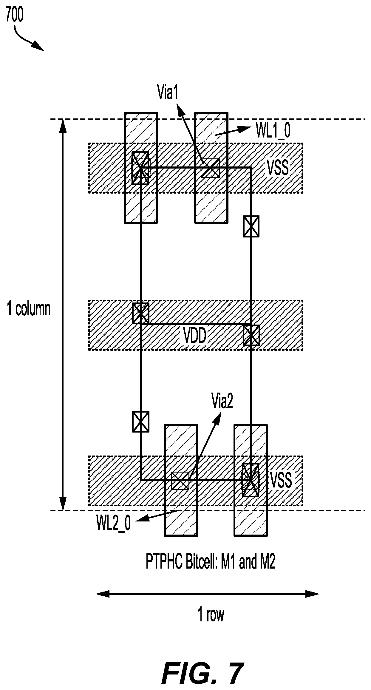 Patent US12588179 Figure 7 – Fly bitline design for pseudo triple port memory