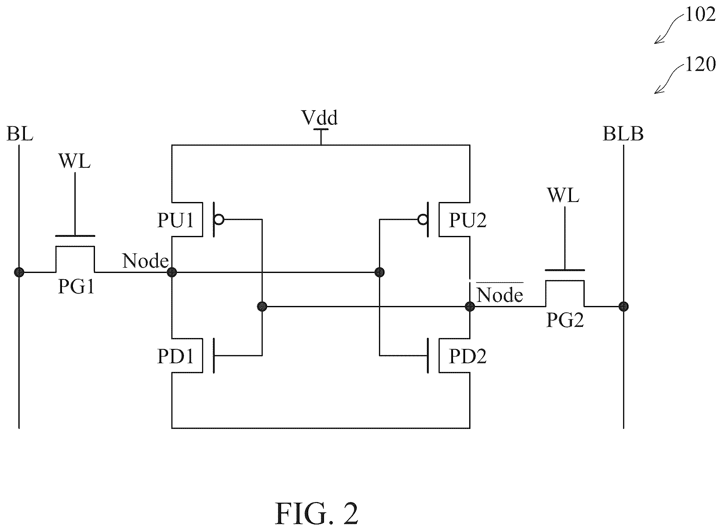 Patent US12588180 Figure 2 – Four-poly-pitch SRAM cell with backside metal tracks