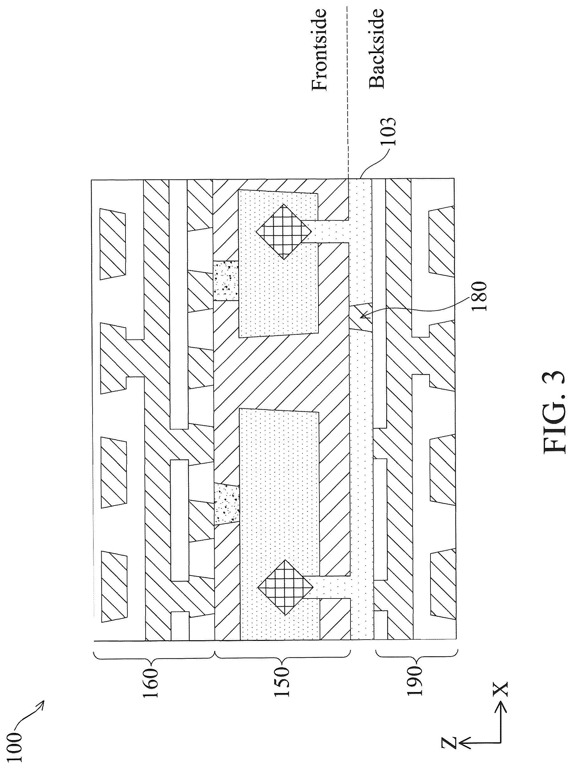 Patent US12588180 Figure 3 – Four-poly-pitch SRAM cell with backside metal tracks