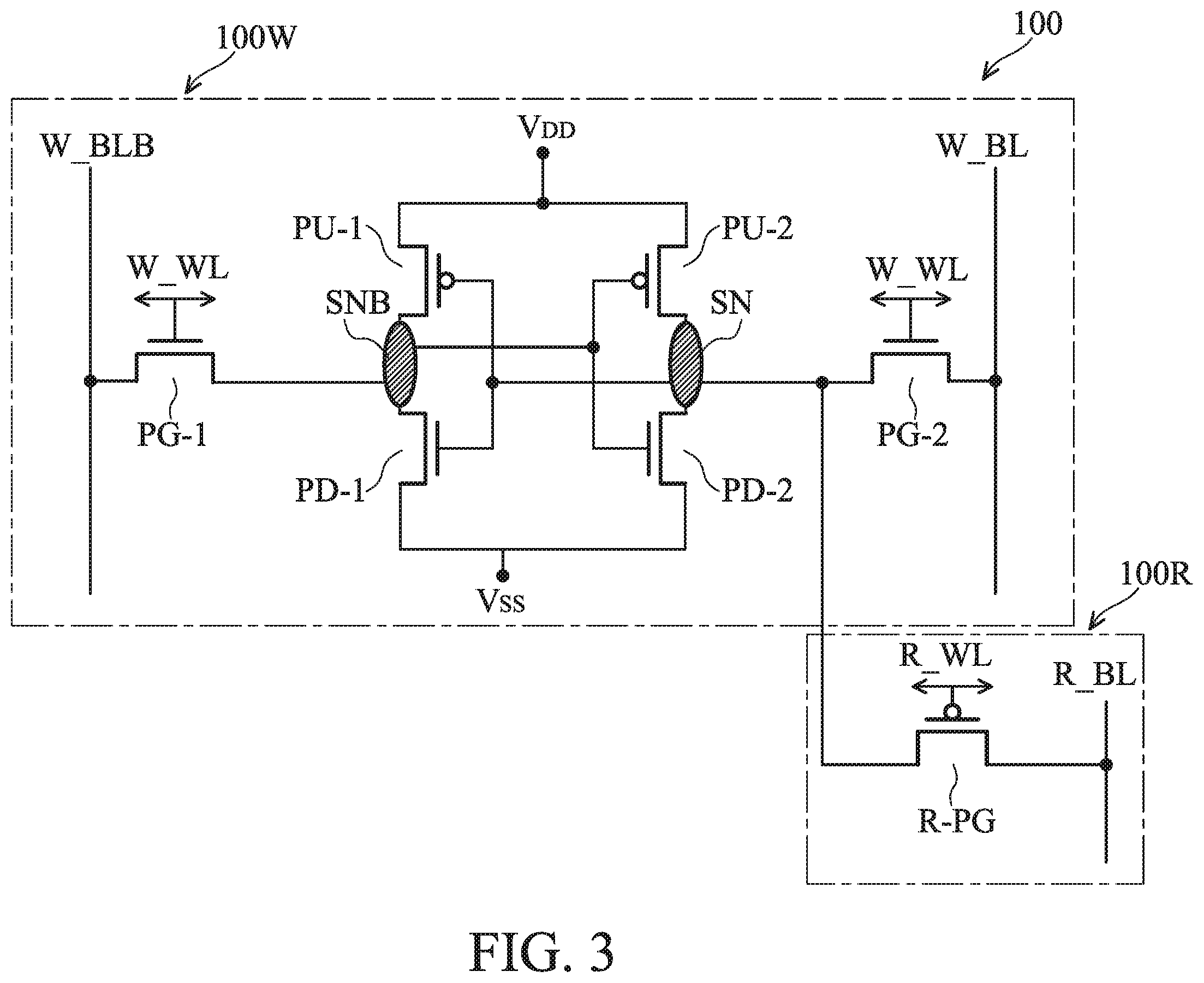 Patent US12588182 Figure 4 – Multi-port SRAM cell with metal interconnect structures