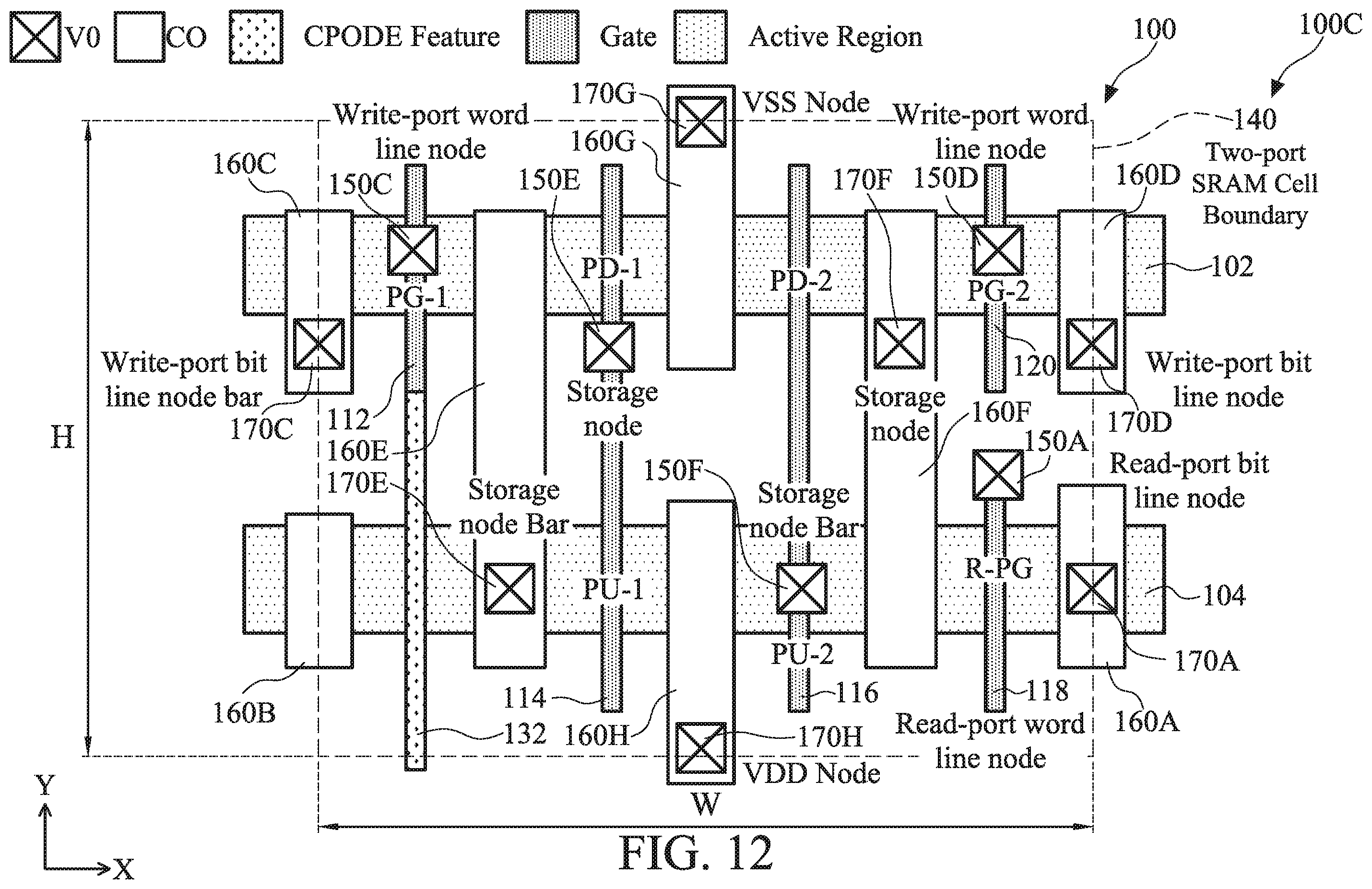 Patent US12588182 Figure 14 – Multi-port SRAM cell with metal interconnect structures