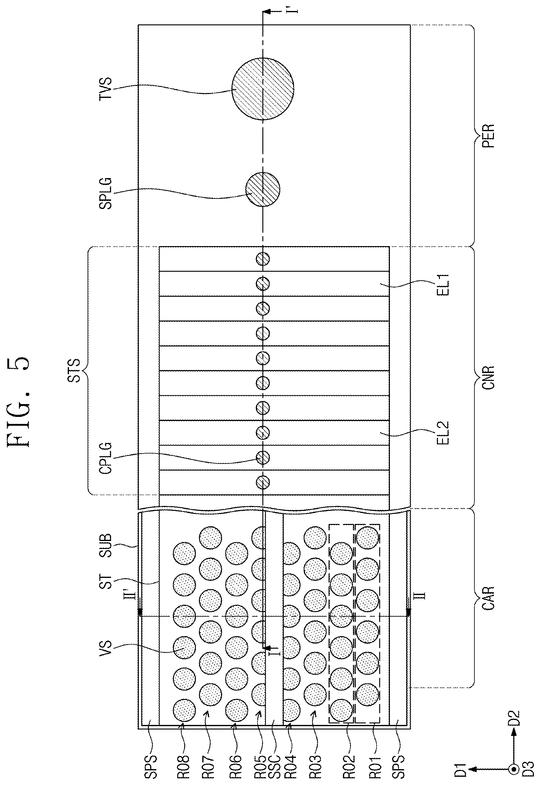 Patent US12588196 Figure 5 – Electrode structure including nano dot pattern and semiconductor device and electronic system including the same
