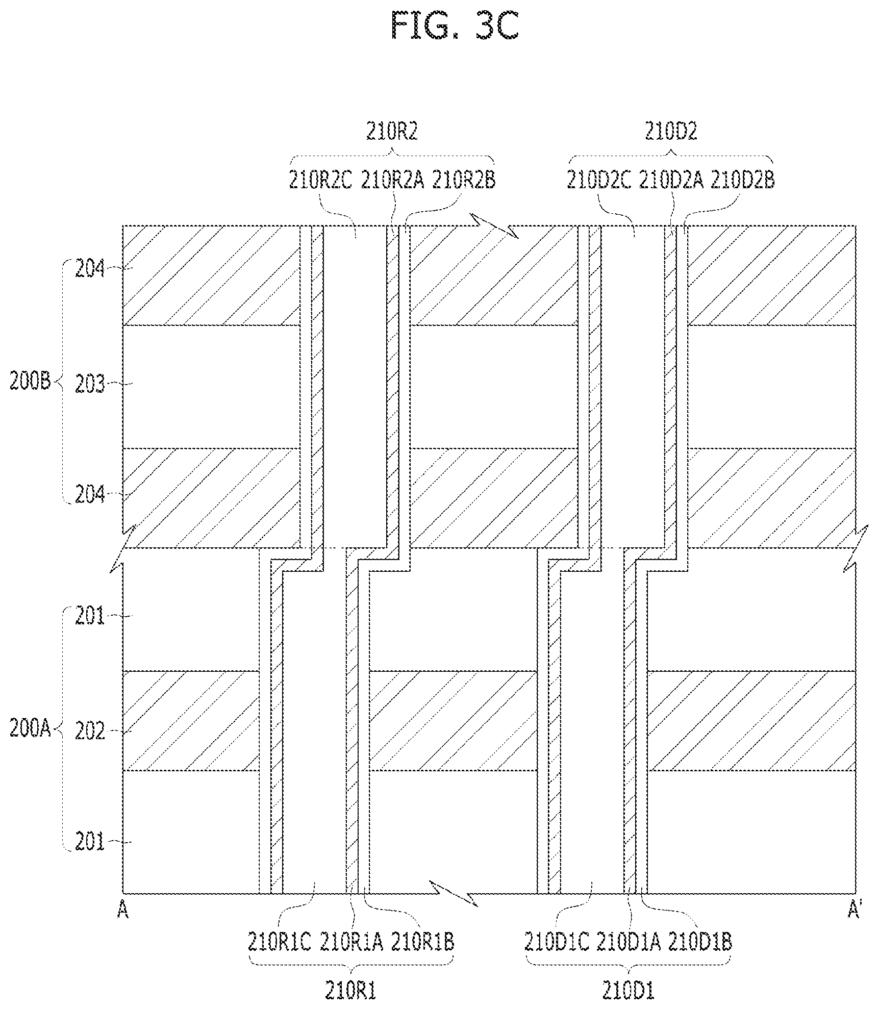 Patent US12588207 Figure 8 – Semiconductor device including channel structures and a slit structure