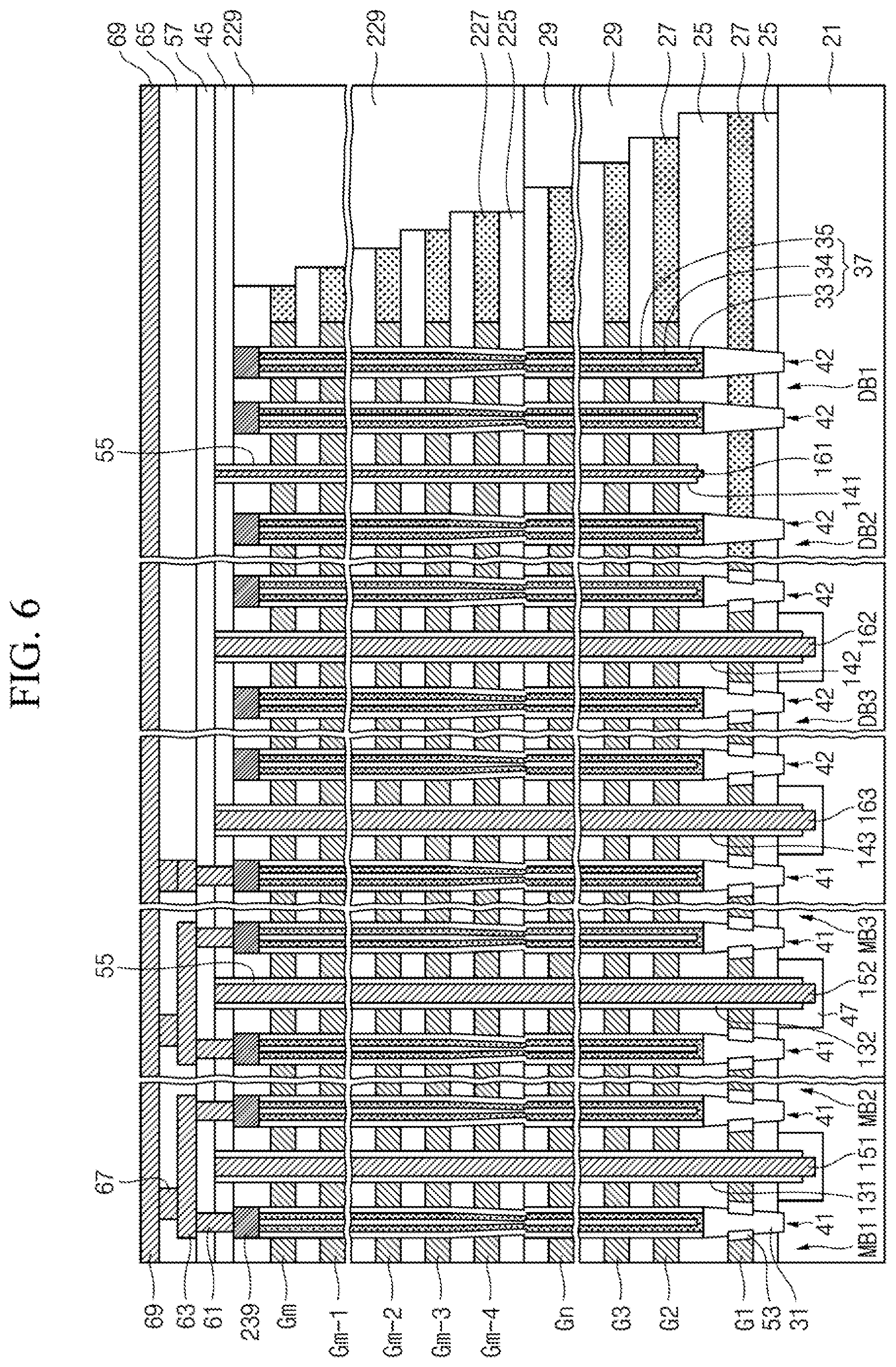 Patent US12588211 Figure 6 – Semiconductor device including stack structure and trenches