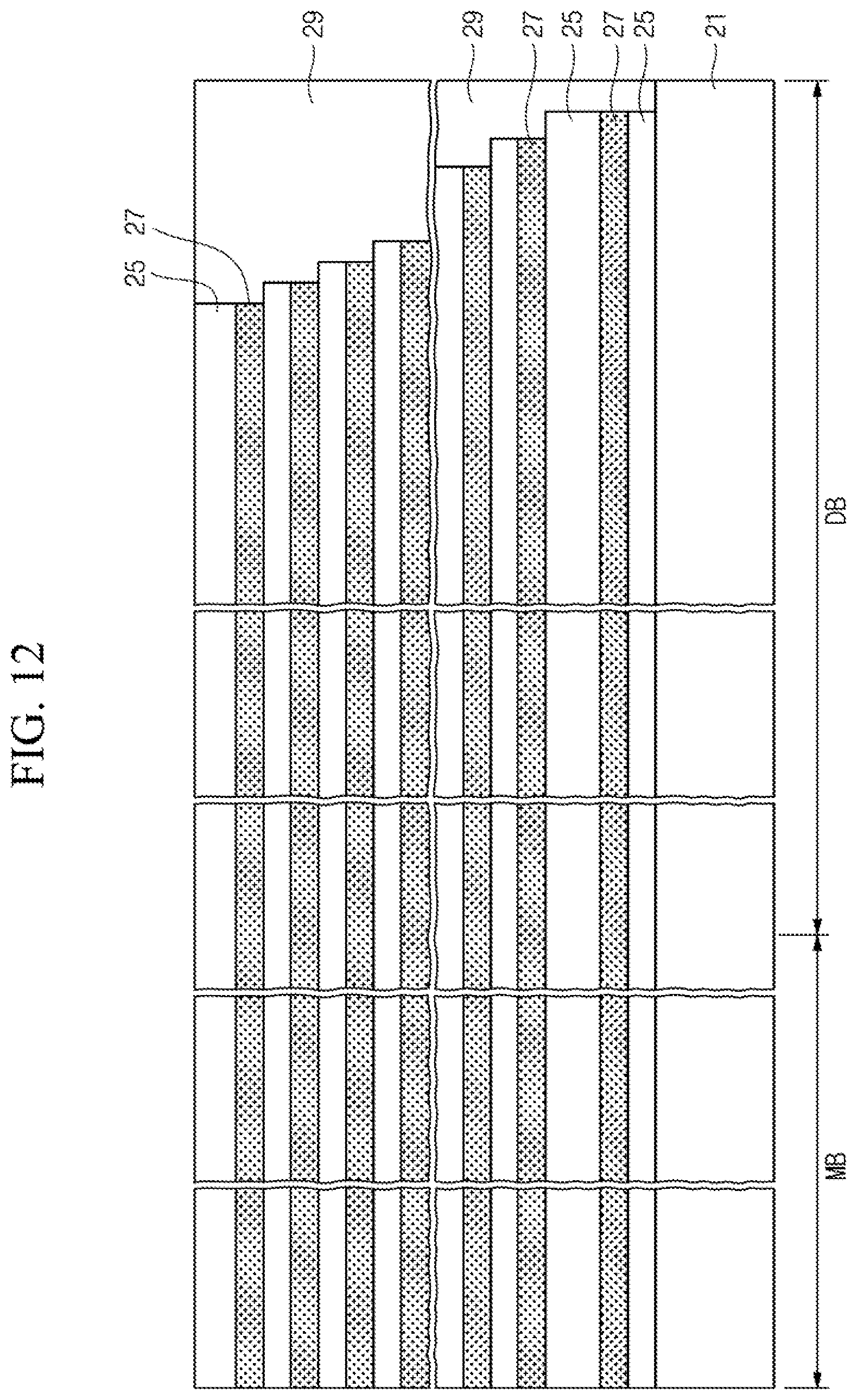 Patent US12588211 Figure 11 – Semiconductor device including stack structure and trenches