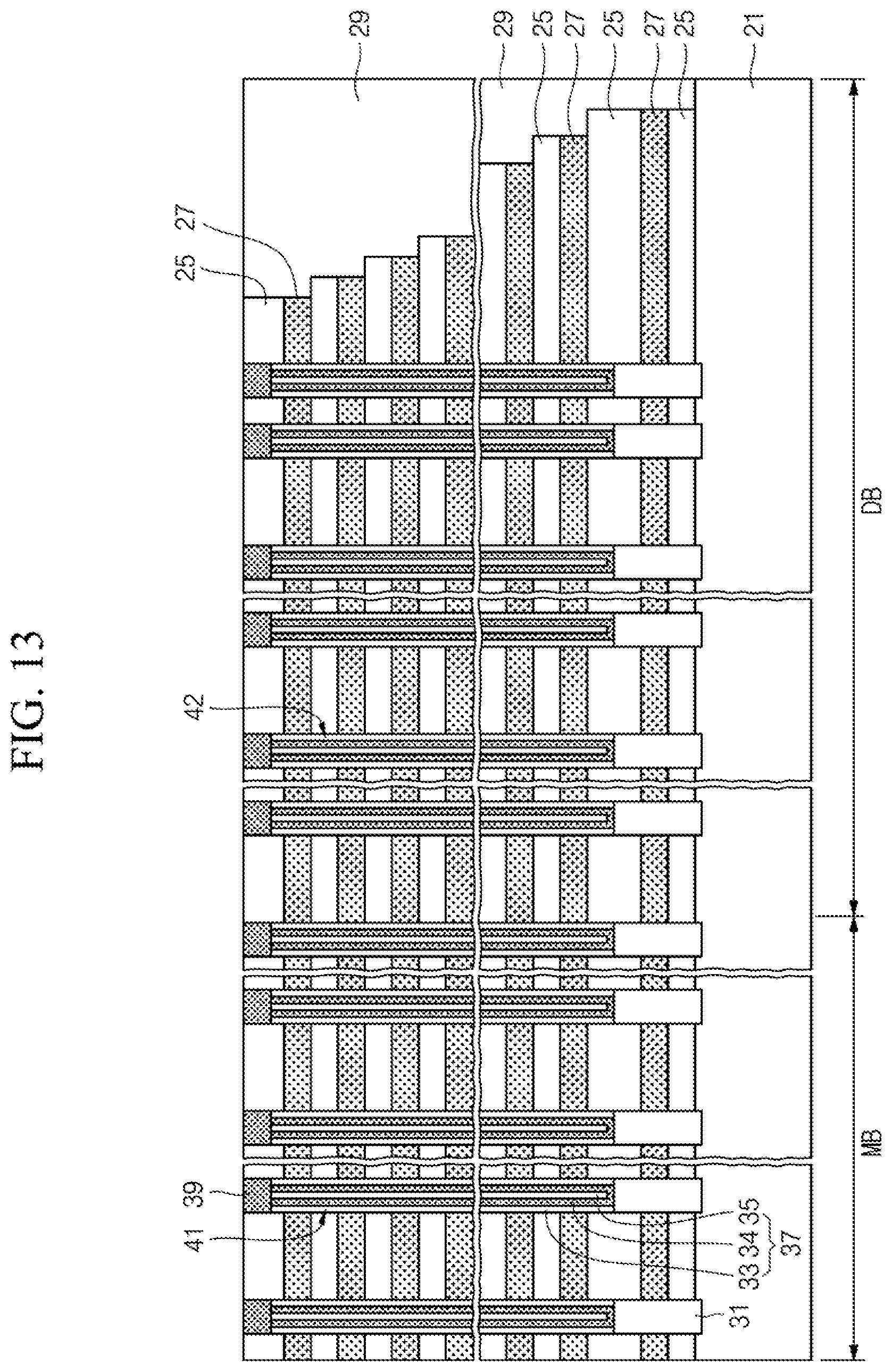 Patent US12588211 Figure 12 – Semiconductor device including stack structure and trenches