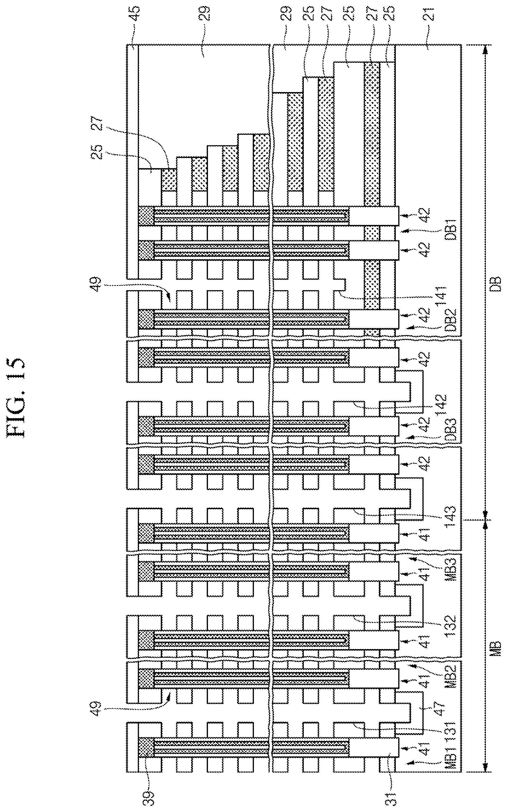 Patent US12588211 Figure 14 – Semiconductor device including stack structure and trenches