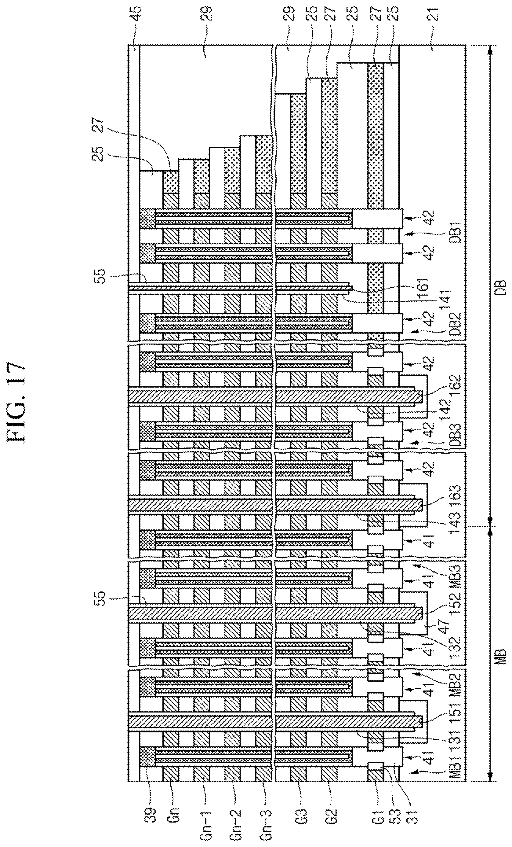 Patent US12588211 Figure 16 – Semiconductor device including stack structure and trenches