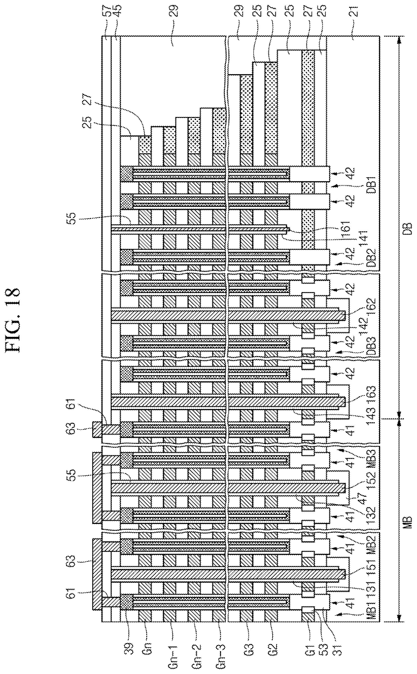 Patent US12588211 Figure 17 – Semiconductor device including stack structure and trenches