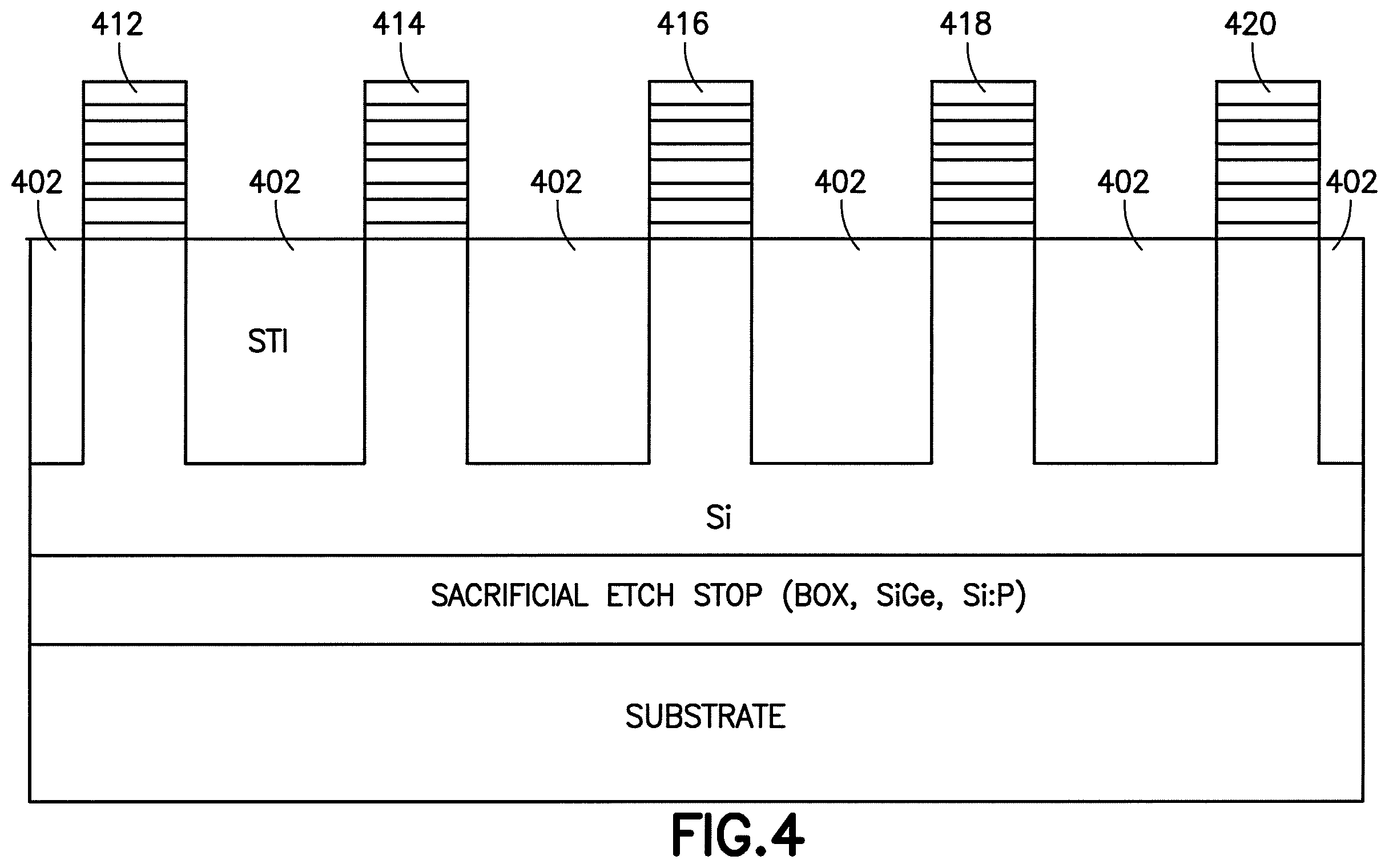 Patent US12588216 Figure 4 – Pillar based memory (MRAM) embedded within the buried power rail within a backside power distribution network