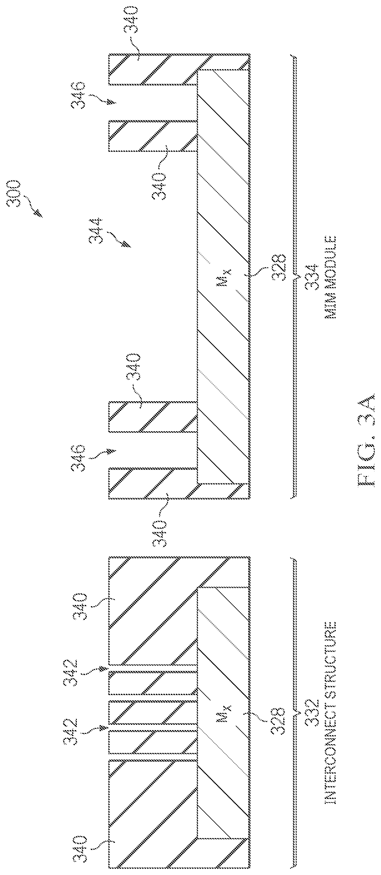 Patent US12588224 Figure 3 – Metal-insulator-metal (MIM) capacitors with curved electrode