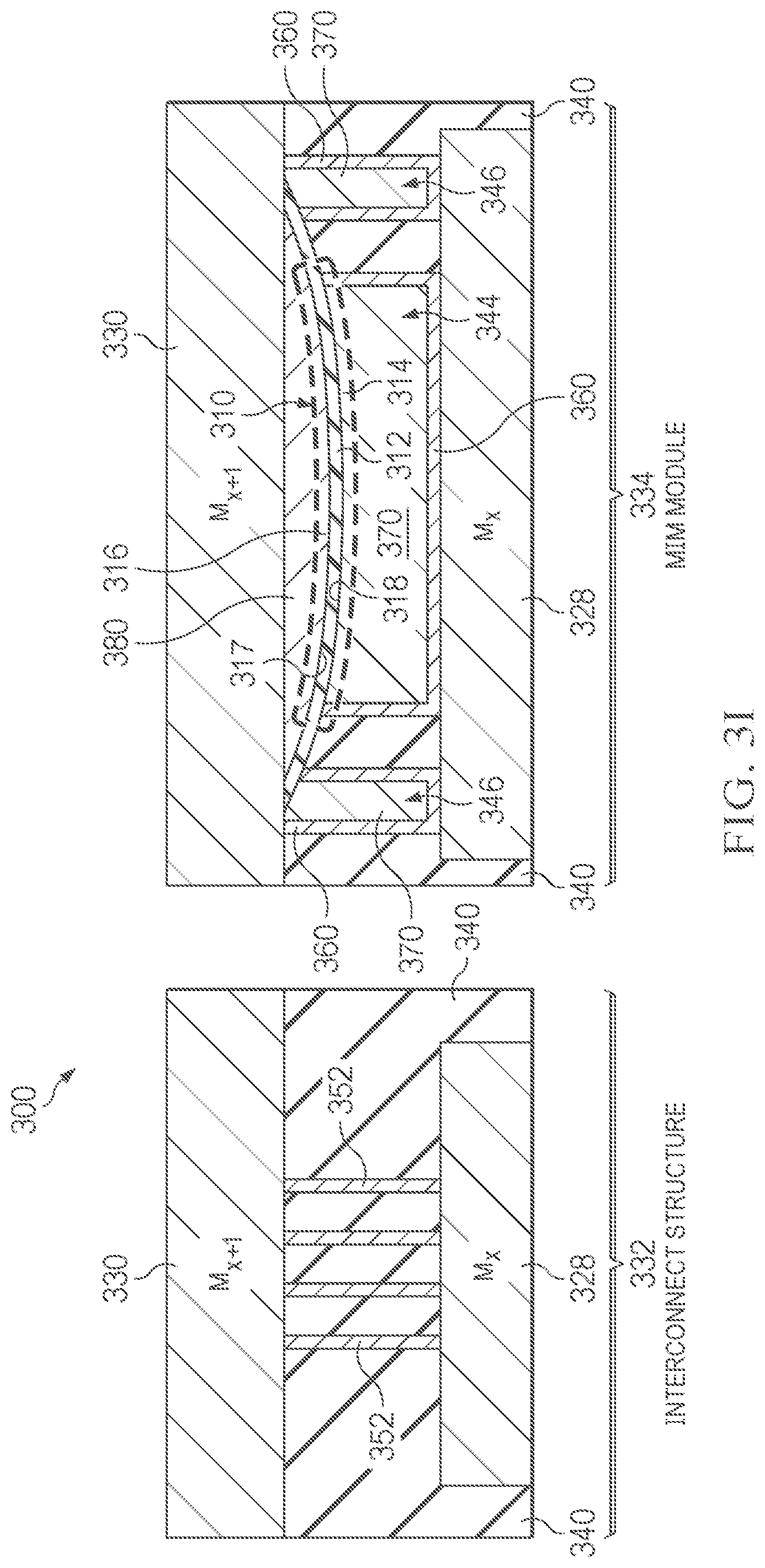 Patent US12588224 Figure 11 – Metal-insulator-metal (MIM) capacitors with curved electrode
