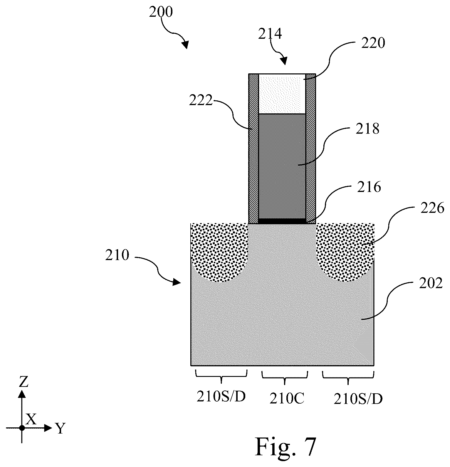 Patent US12588229 Figure 7 – Gate-top dielectric structure for self-aligned contact