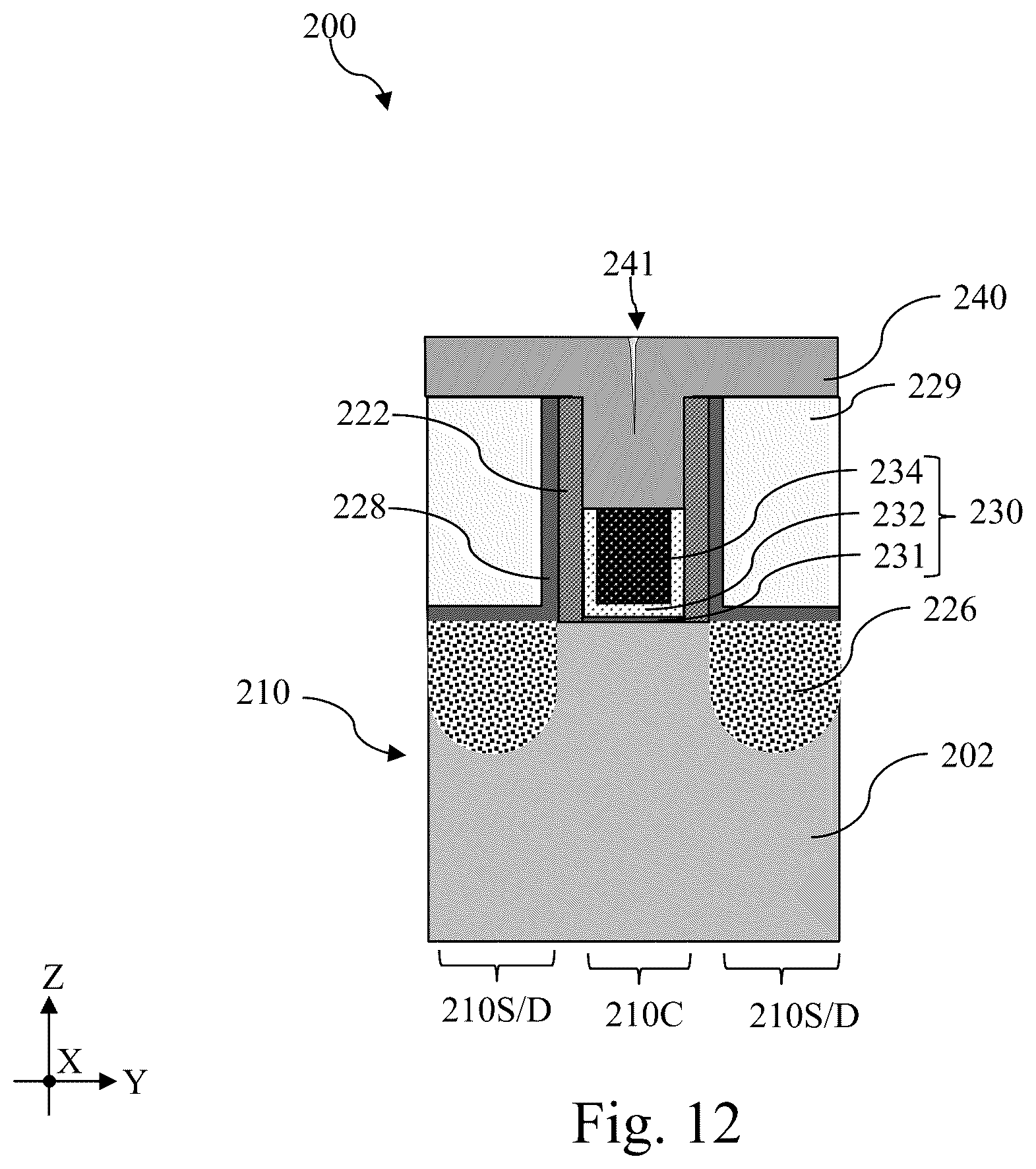 Patent US12588229 Figure 12 – Gate-top dielectric structure for self-aligned contact