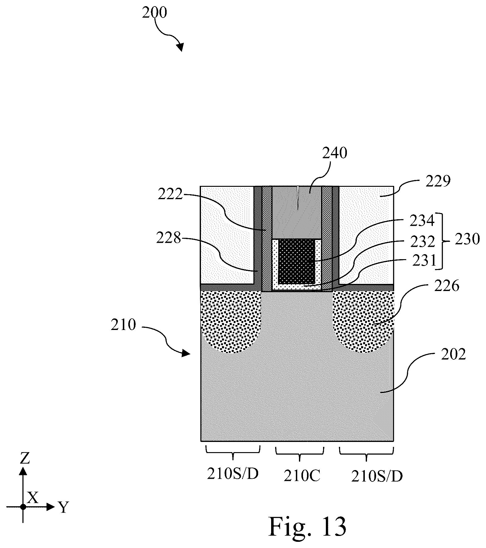 Patent US12588229 Figure 13 – Gate-top dielectric structure for self-aligned contact