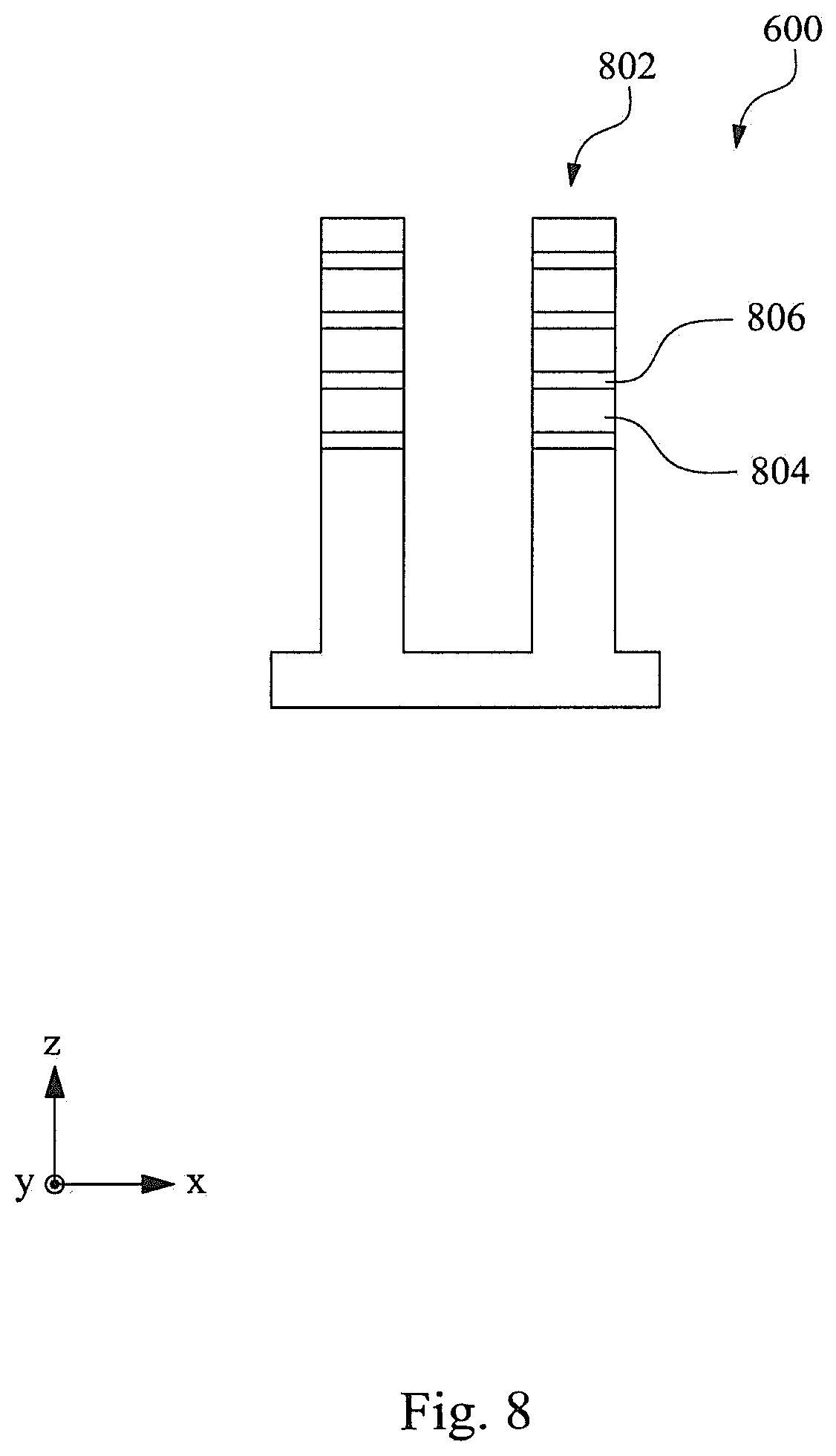 Patent US12588234 Figure 8 – Semiconductor devices with implanted STI regions and methods of forming the same