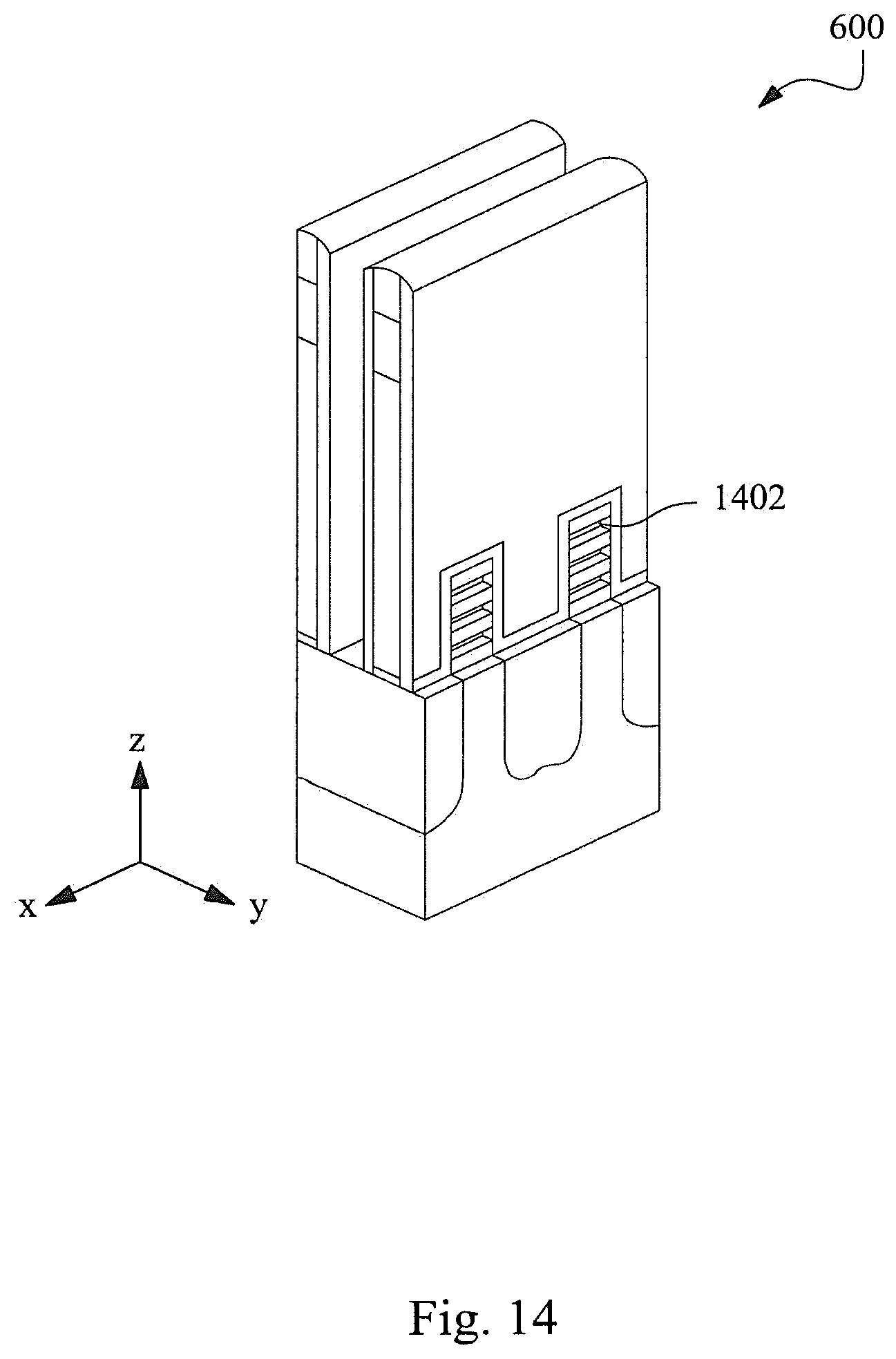 Patent US12588234 Figure 14 – Semiconductor devices with implanted STI regions and methods of forming the same