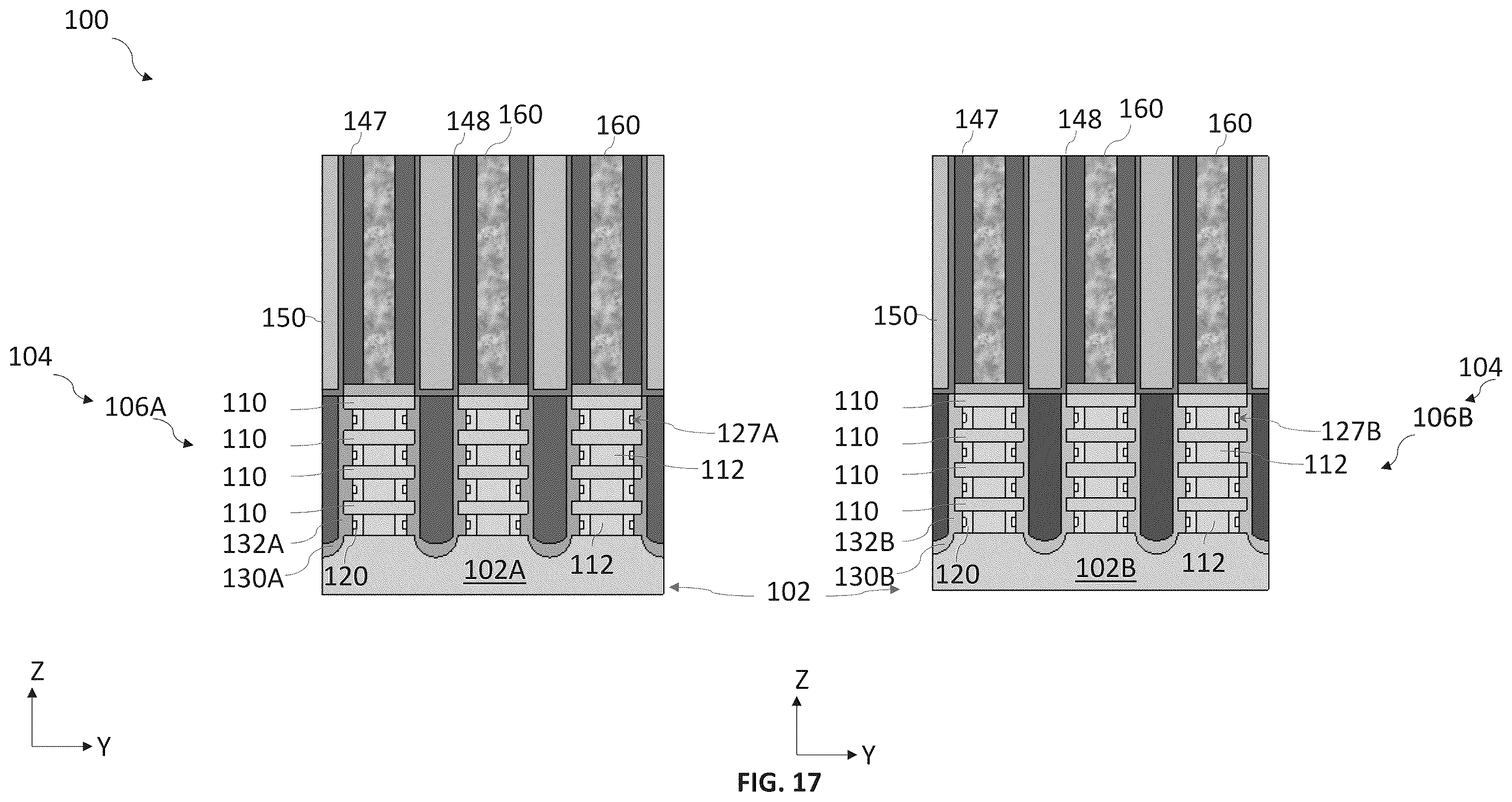 Patent US12588247 Figure 17 – Spacer structures for nano-sheet-based devices