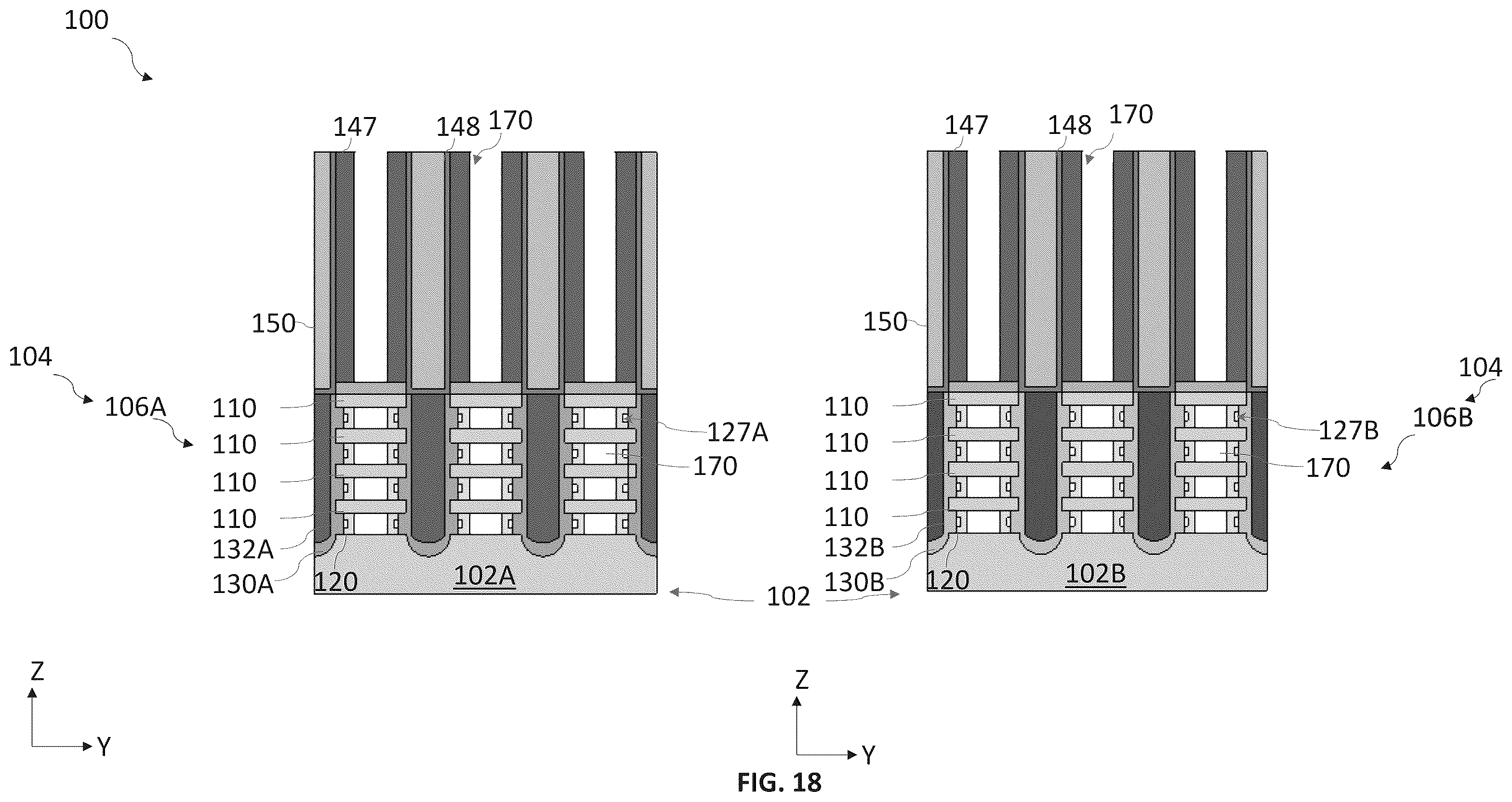 Patent US12588247 Figure 18 – Spacer structures for nano-sheet-based devices