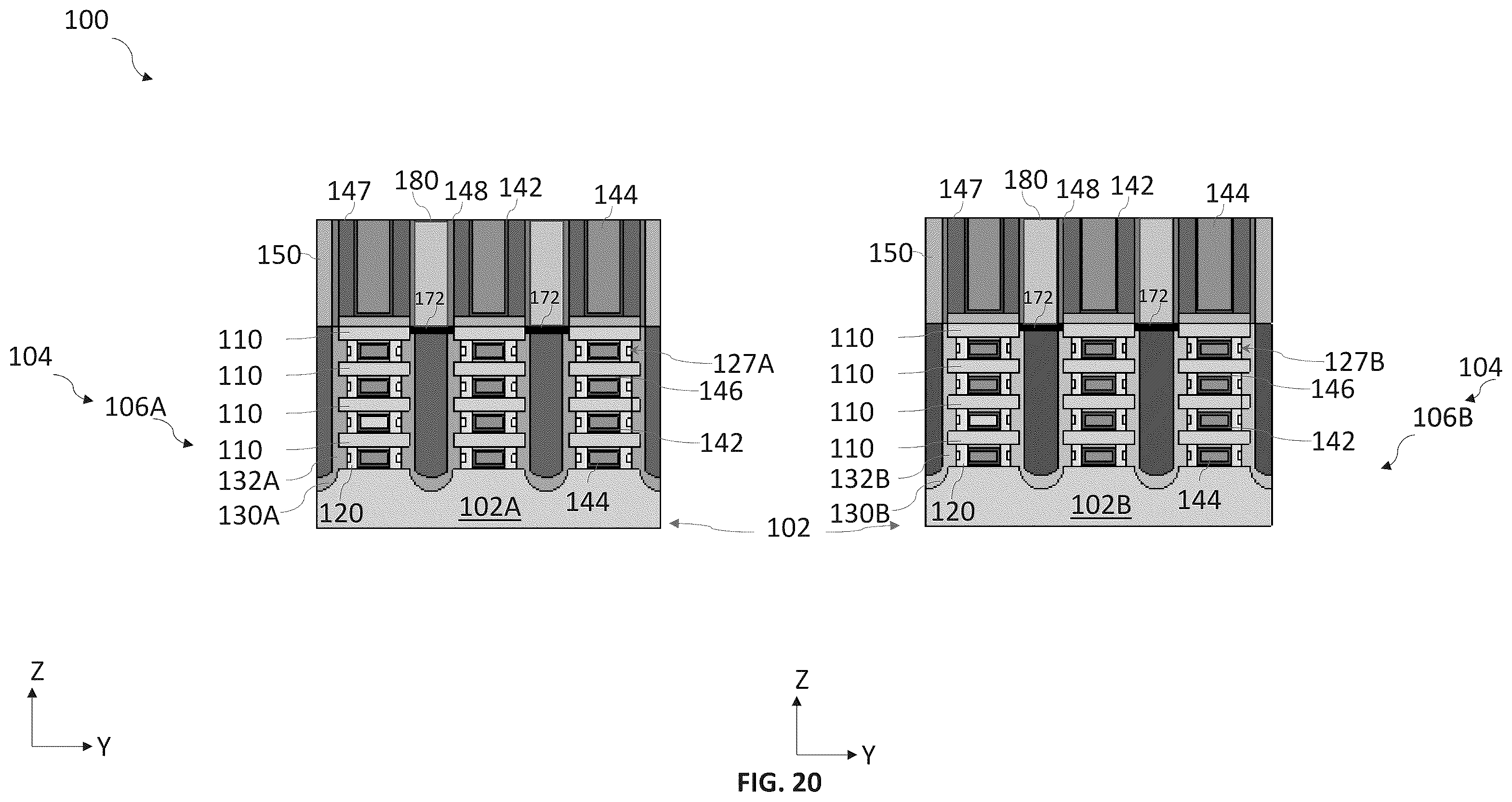 Patent US12588247 Figure 20 – Spacer structures for nano-sheet-based devices