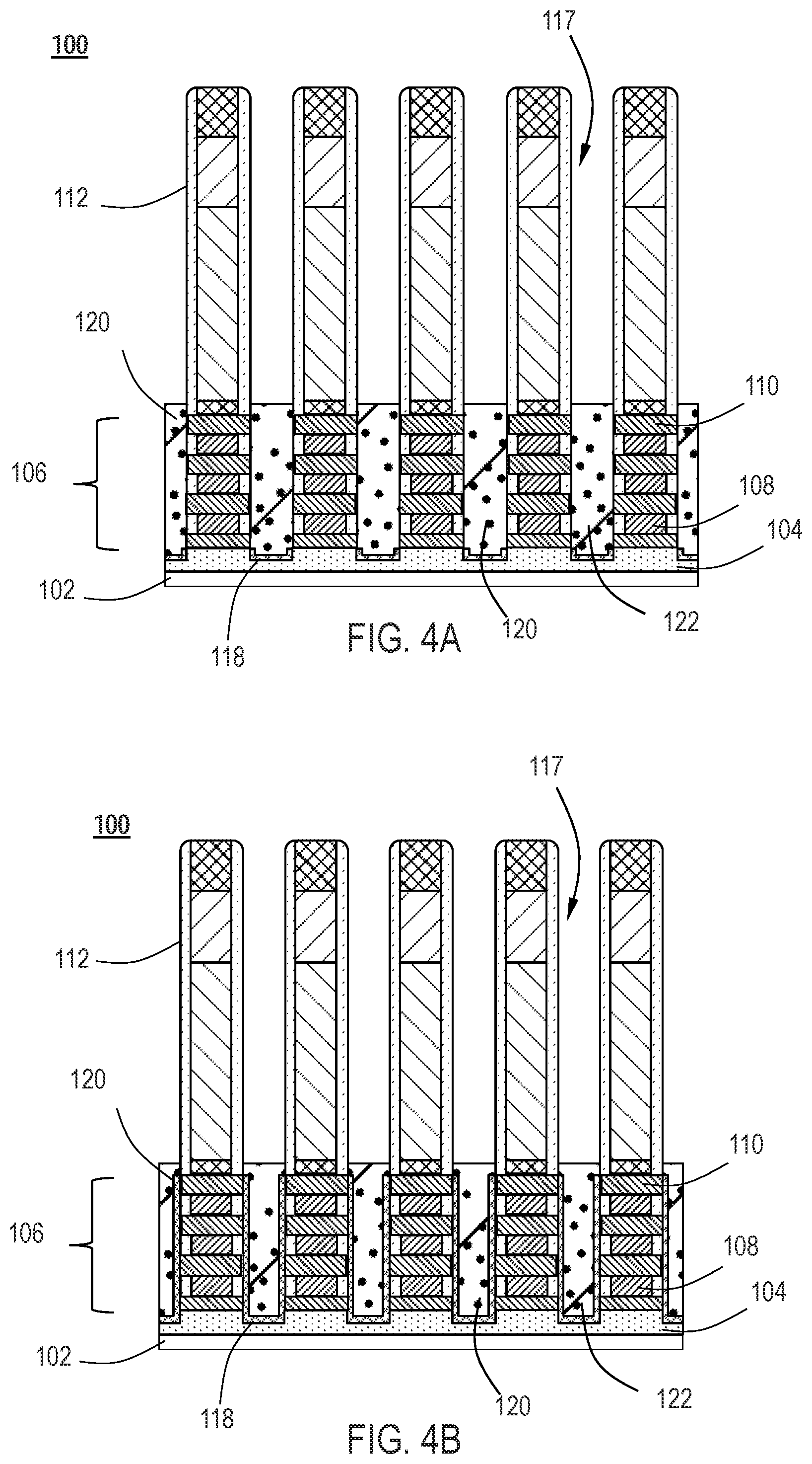 Patent US12588248 Figure 4 – Template for nanosheet source drain formation with bottom dielectric