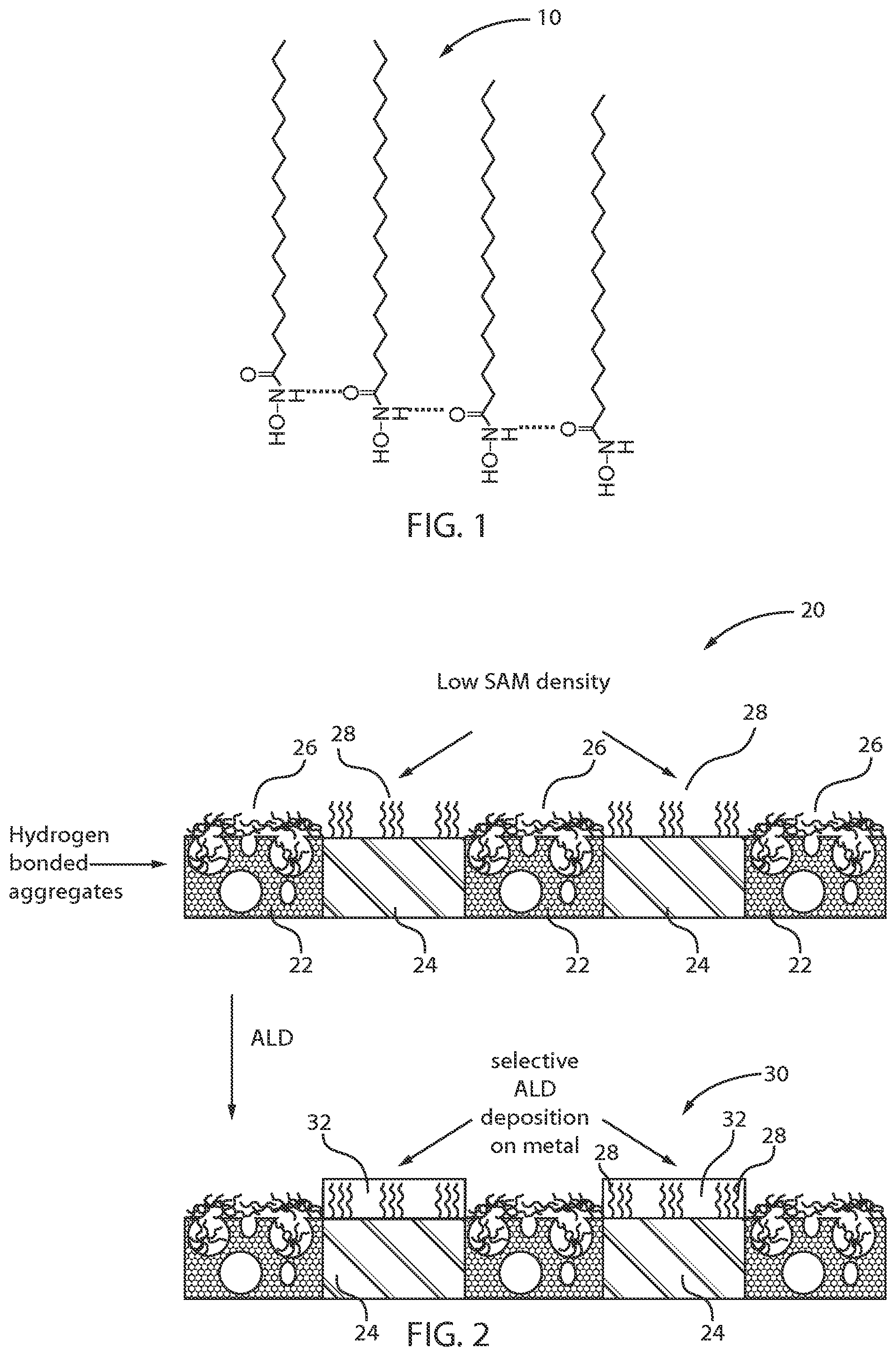 Patent US12588261 Figure 1 – Selective deposition on metals using porous low-k materials