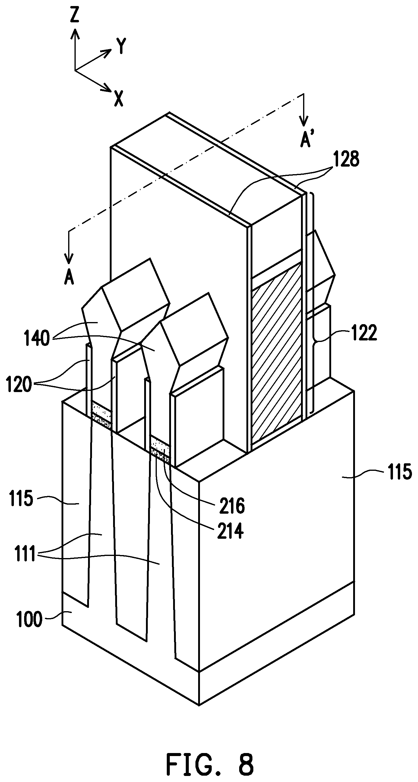 Patent US12588267 Figure 8 – Semiconductor device and method of forming the same