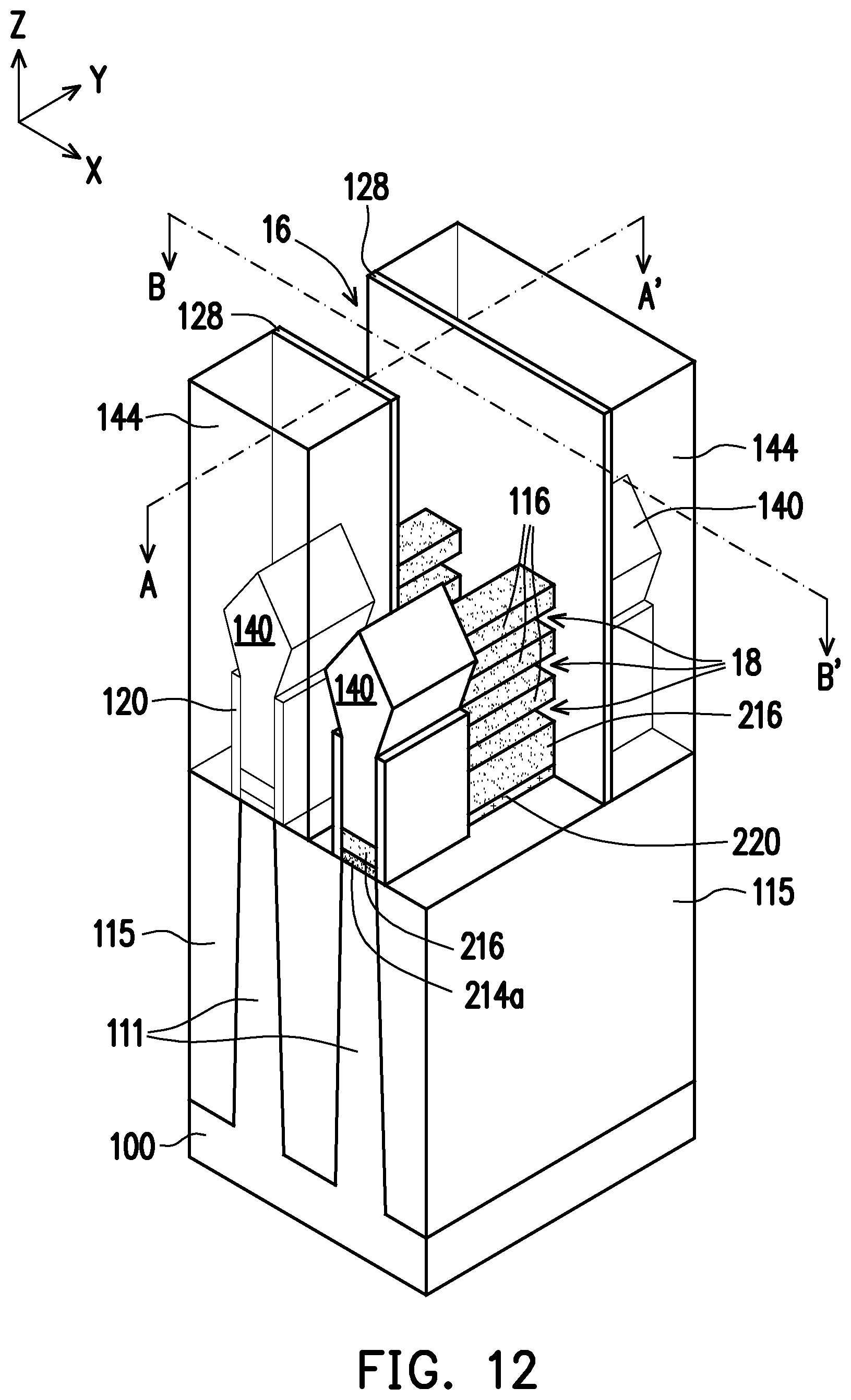 Patent US12588267 Figure 12 – Semiconductor device and method of forming the same