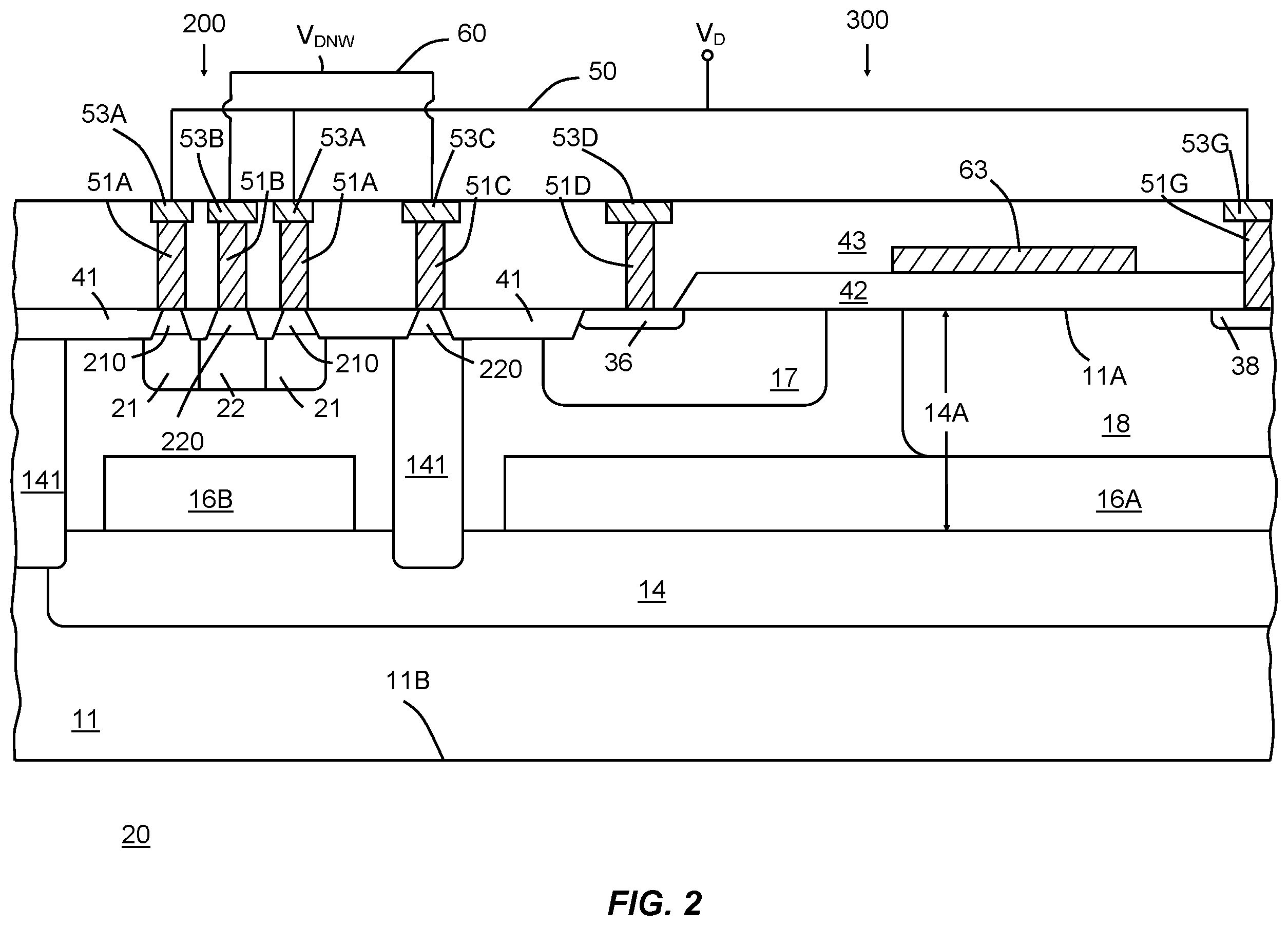 Patent US12588274 Figure 2 – Semiconductor structures and methods of manufacturing semiconductor structures