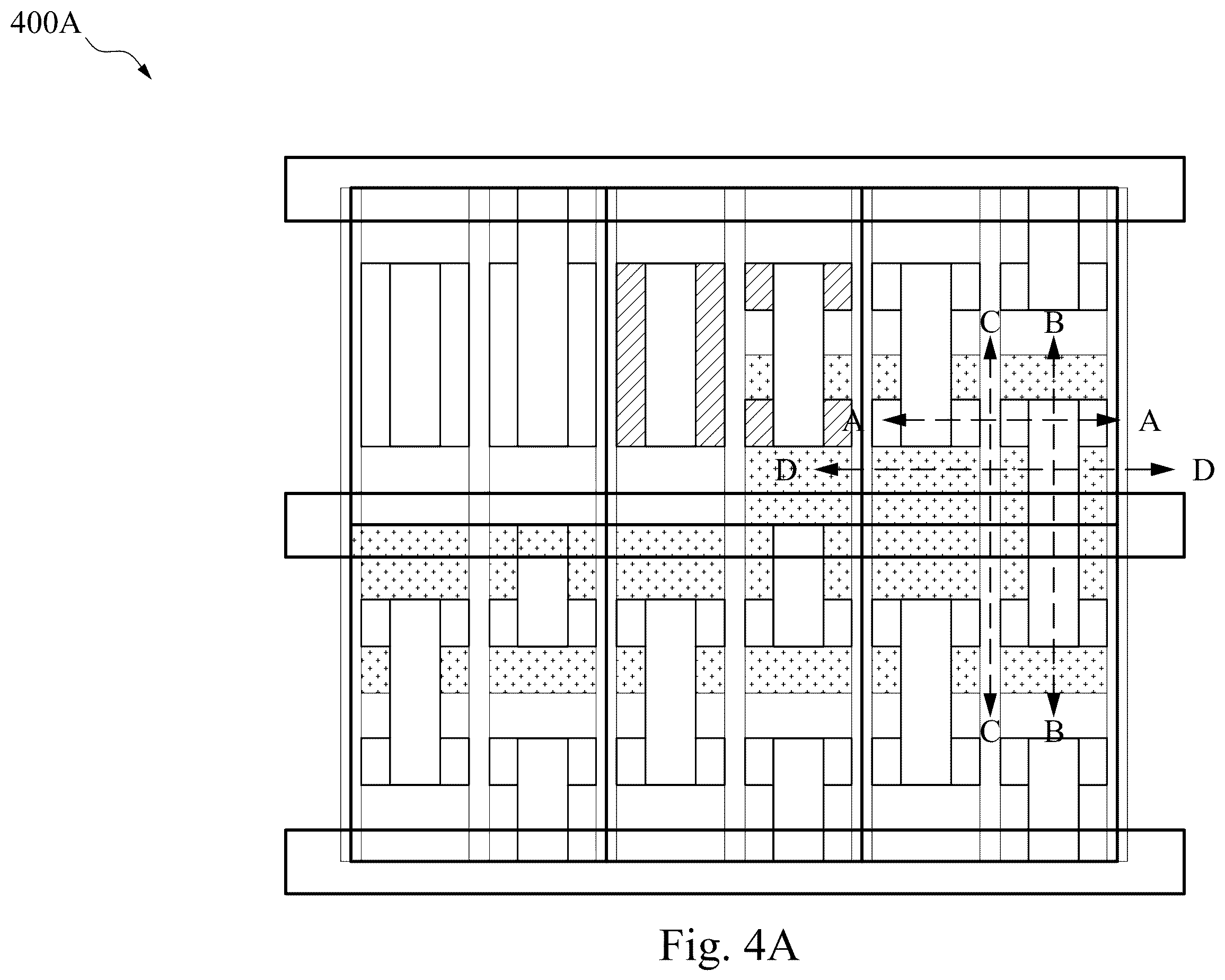Patent US12588278 Figure 4 – Semiconductor device having different size active regions and method of making