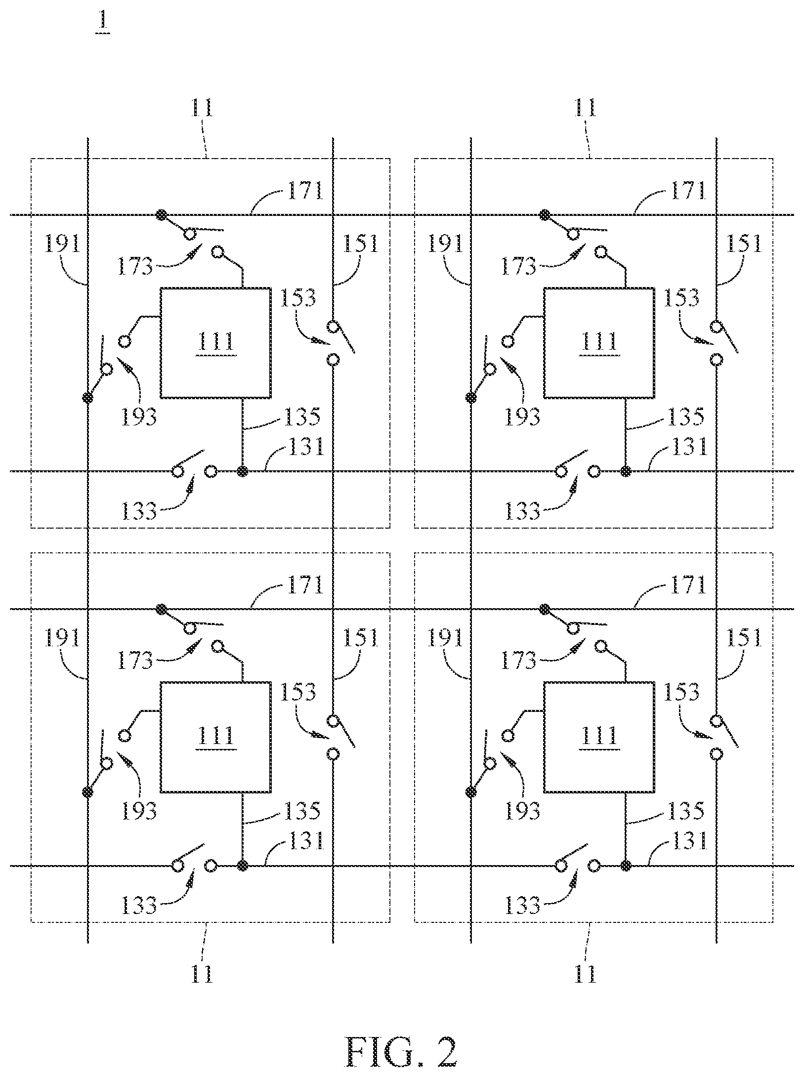 Patent US12588279 Figure 2 – Arrayed switch circuitry system and switching circuit