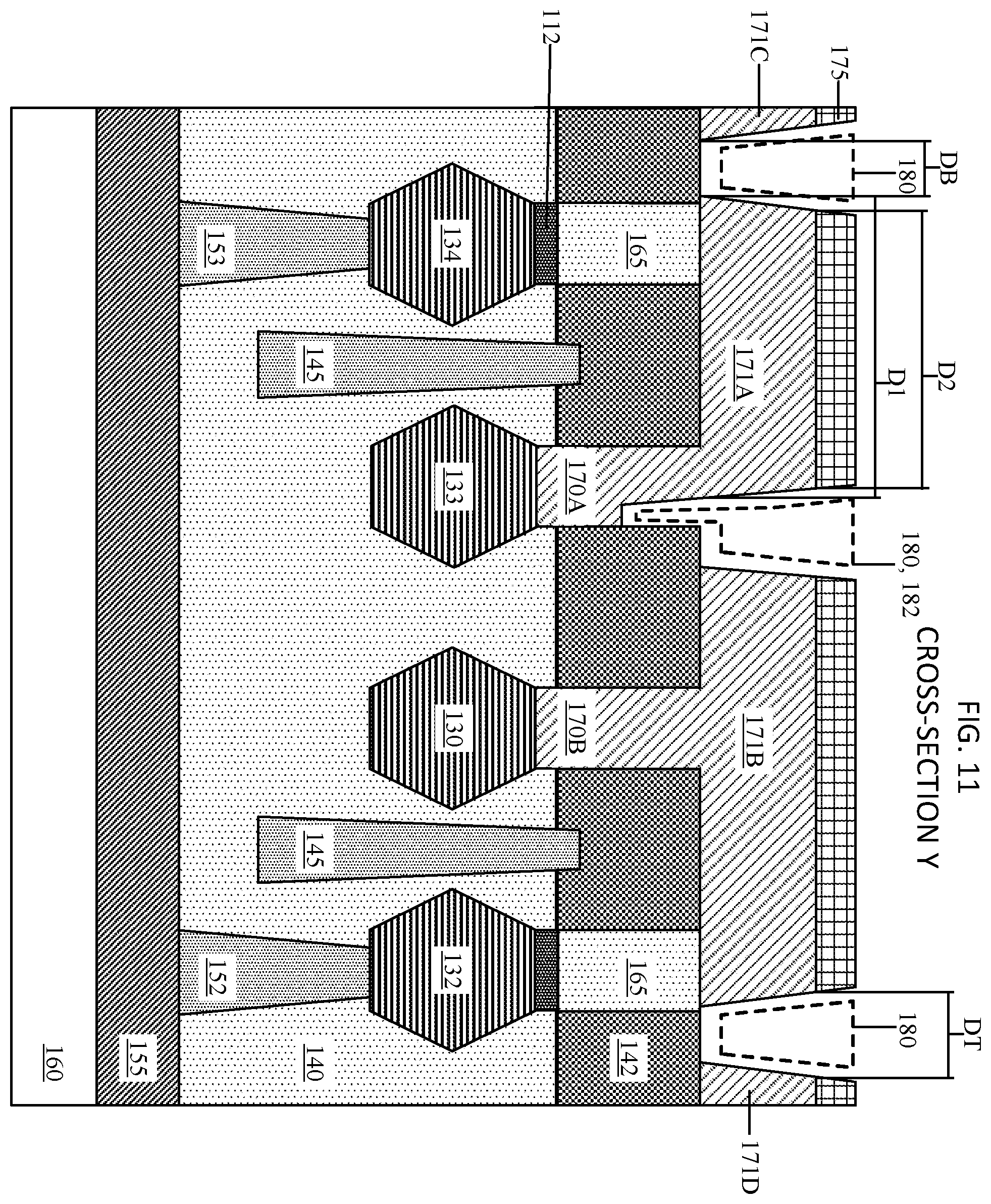 Patent US12588280 Figure 11 – Backsides subtractive M1 patterning with backside contact repair for tight N2P space