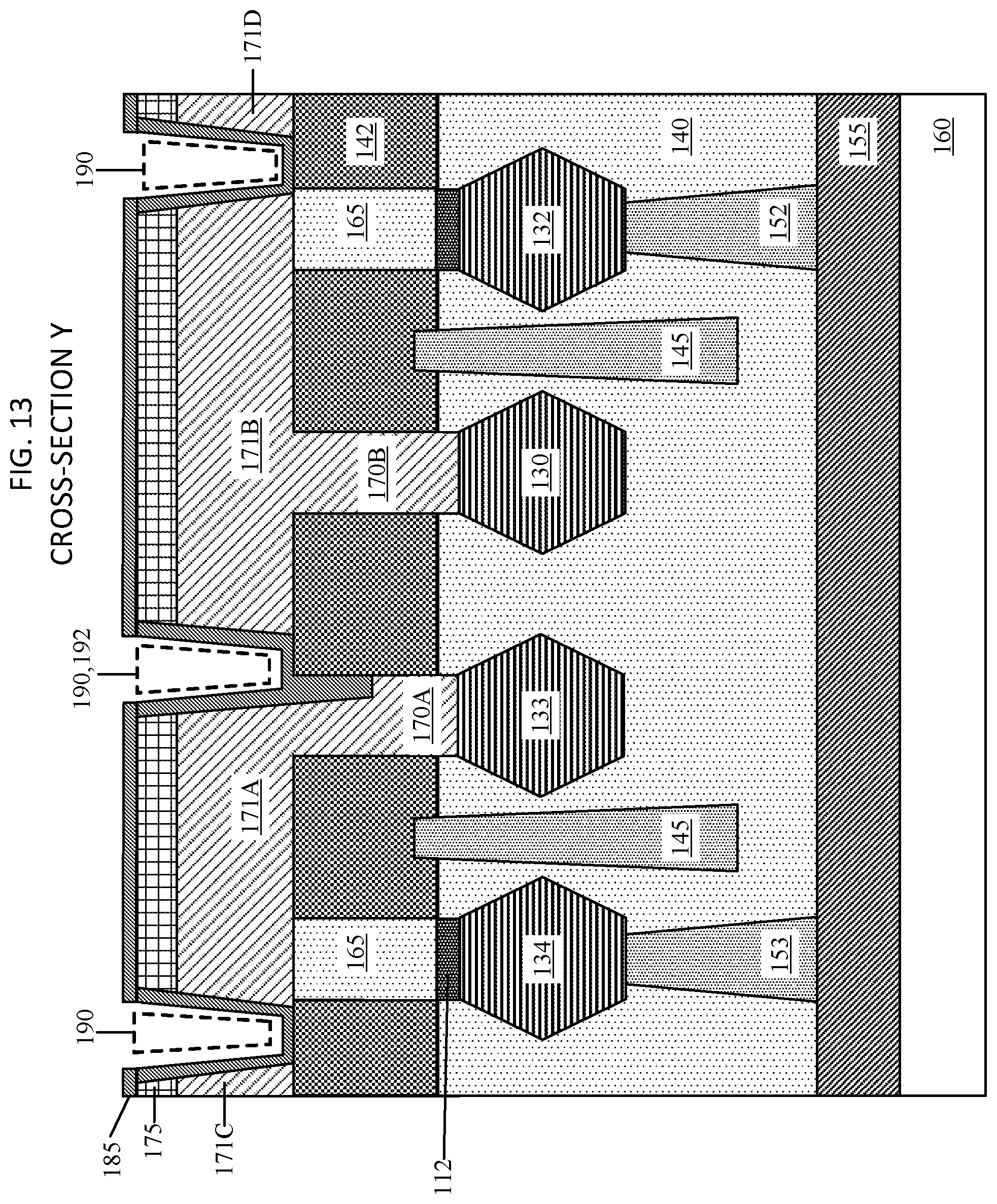 Patent US12588280 Figure 13 – Backsides subtractive M1 patterning with backside contact repair for tight N2P space