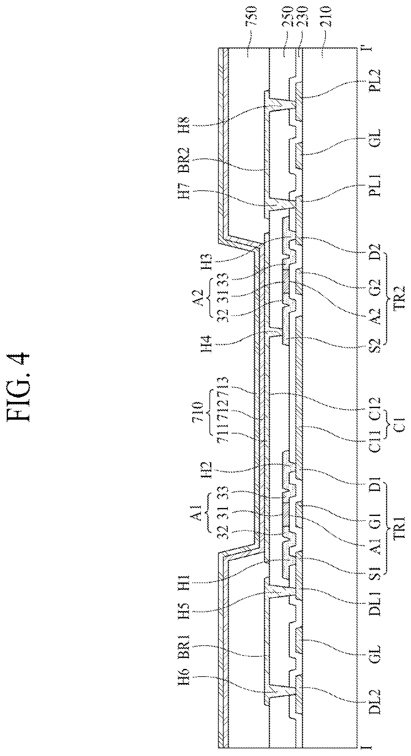 Patent US12588281 Figure 4 – Display apparatus comprising thin film transistor