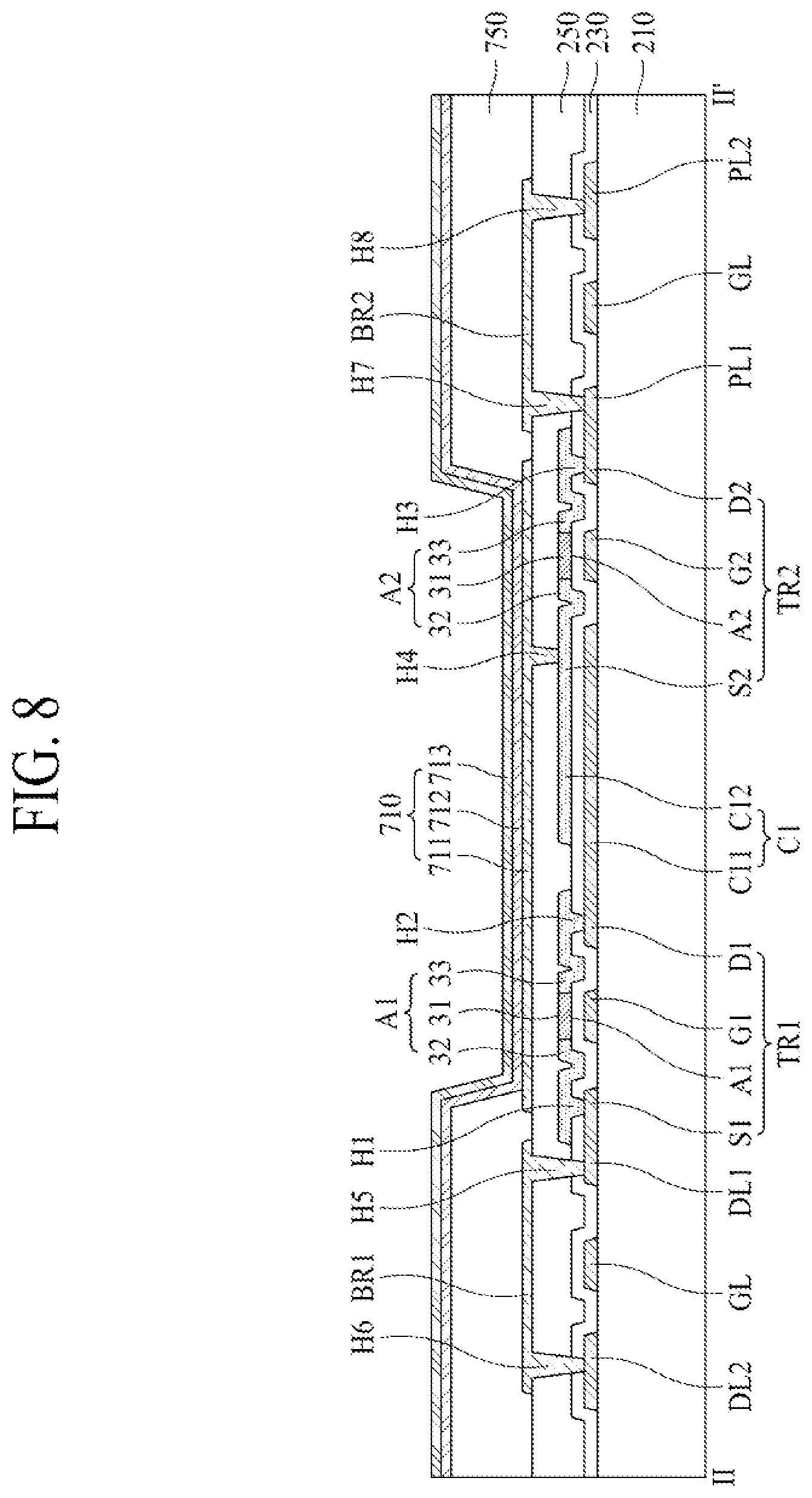 Patent US12588281 Figure 8 – Display apparatus comprising thin film transistor