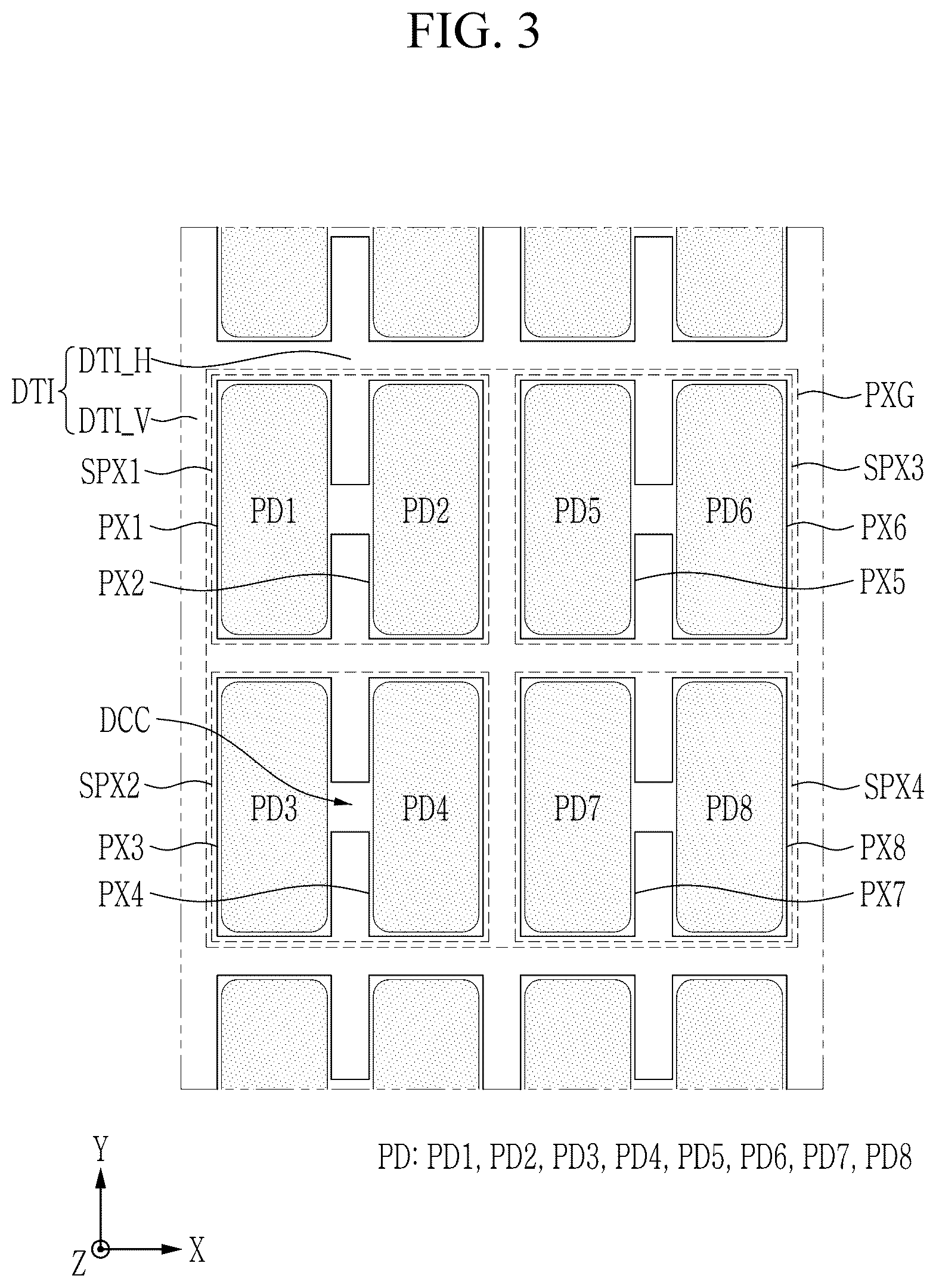 Patent US12588303 Figure 3 – Image sensor with shared extrinsic region