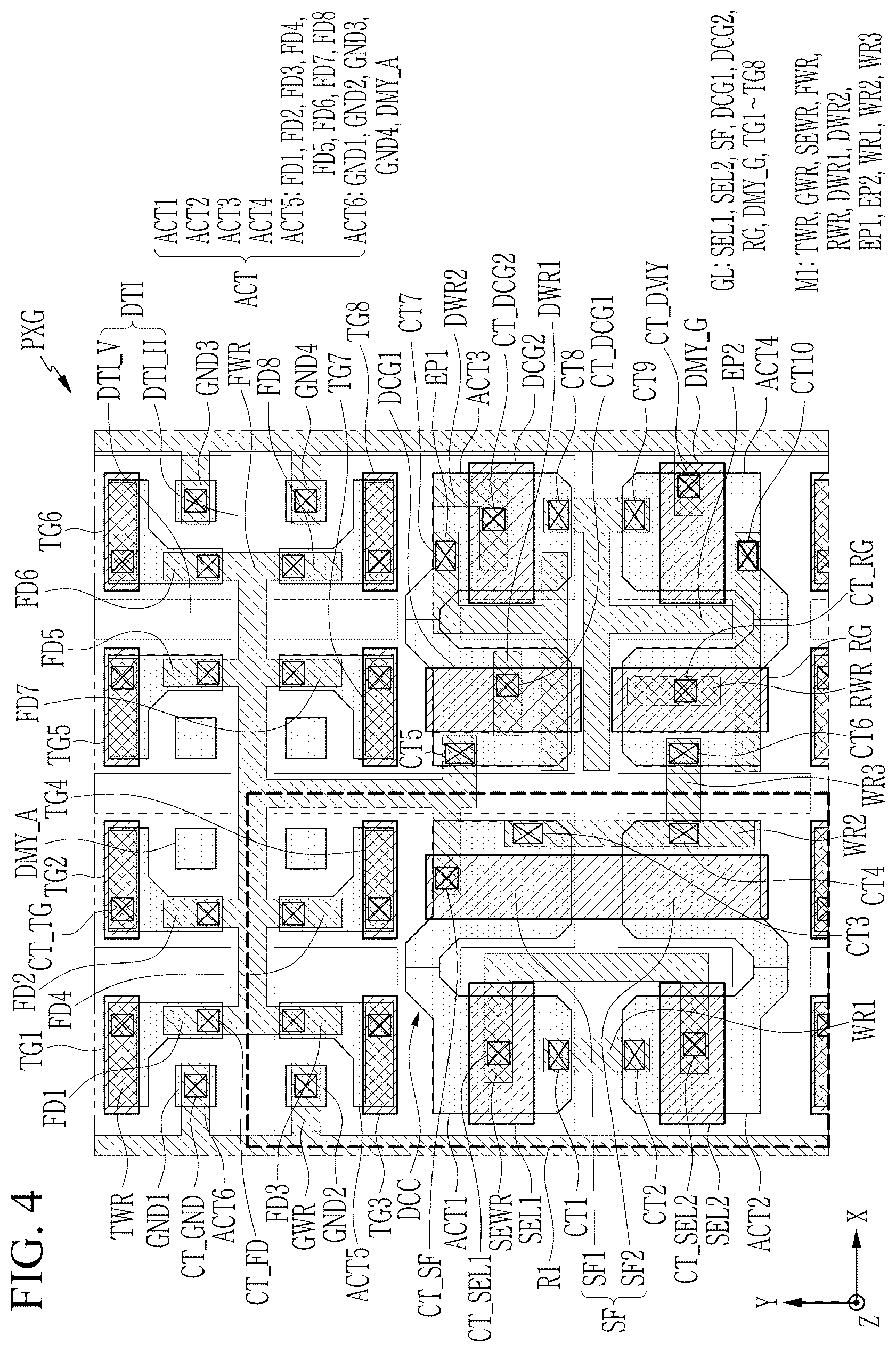 Patent US12588303 Figure 4 – Image sensor with shared extrinsic region
