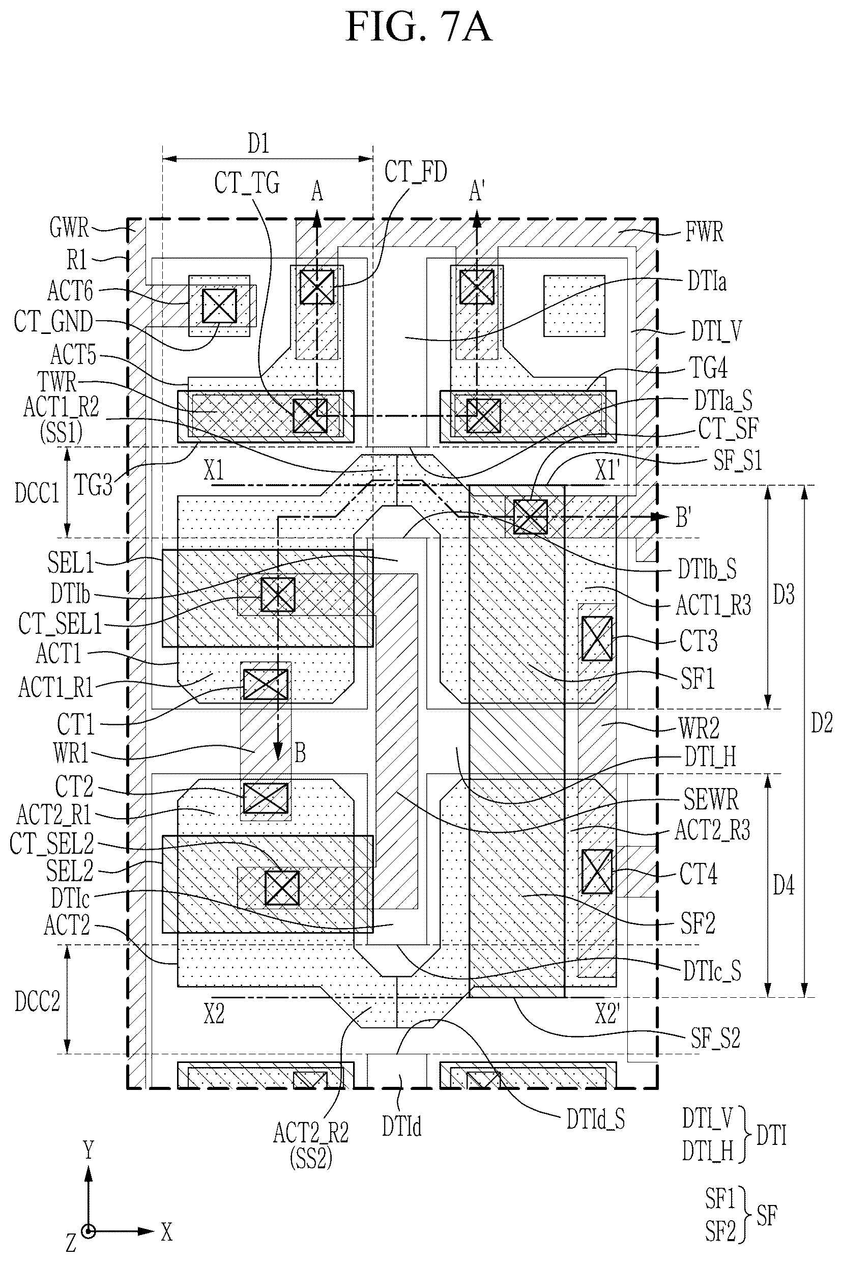 Patent US12588303 Figure 7 – Image sensor with shared extrinsic region