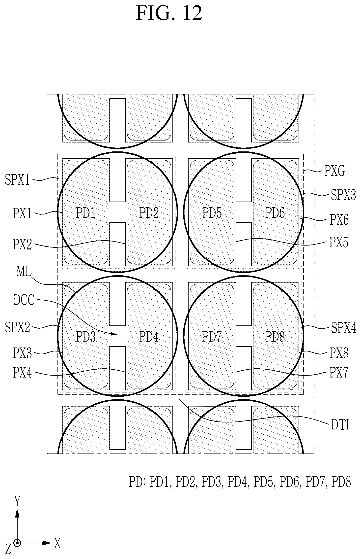 Patent US12588303 Figure 14 – Image sensor with shared extrinsic region