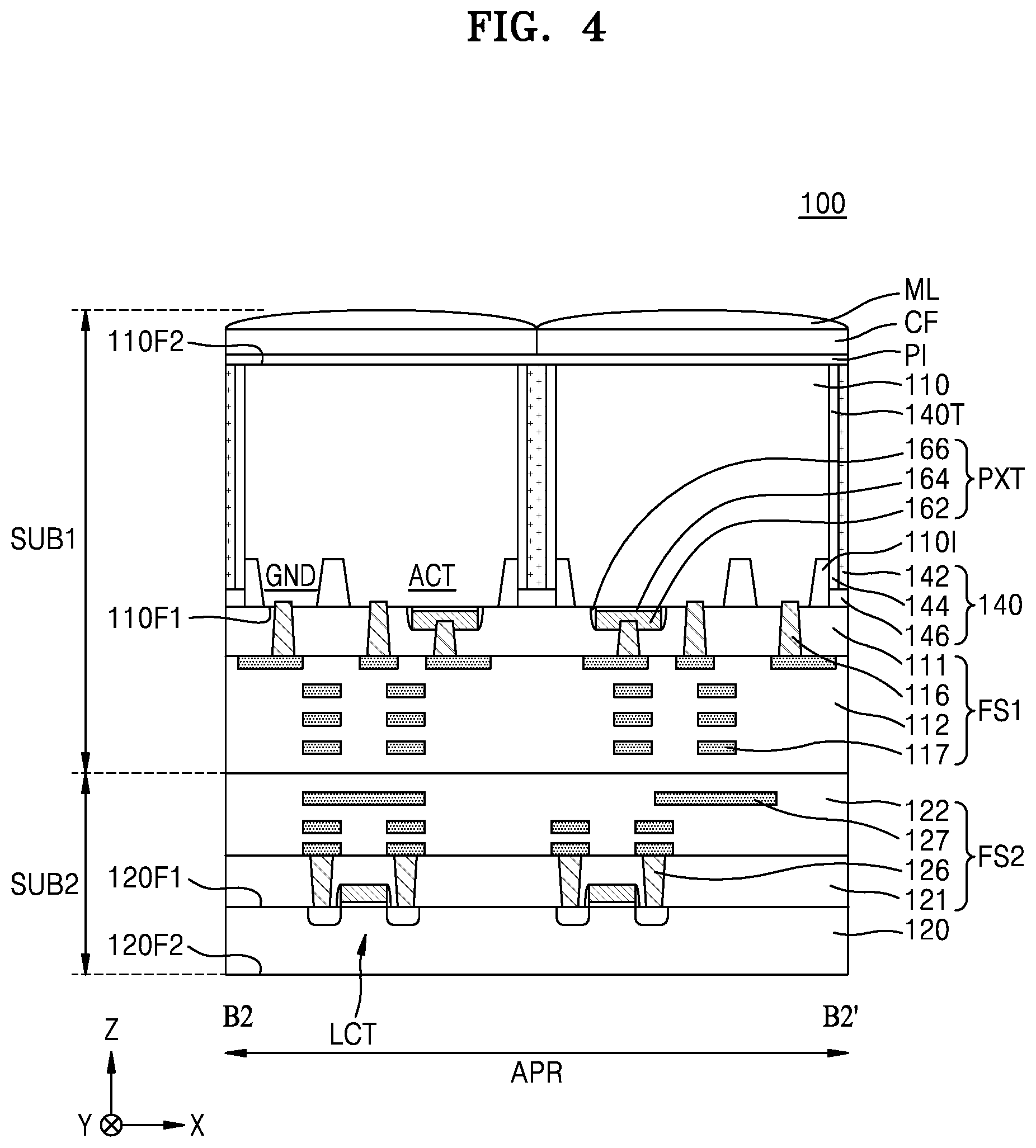 Patent US12588304 Figure 4 – Image sensor including a buried gate