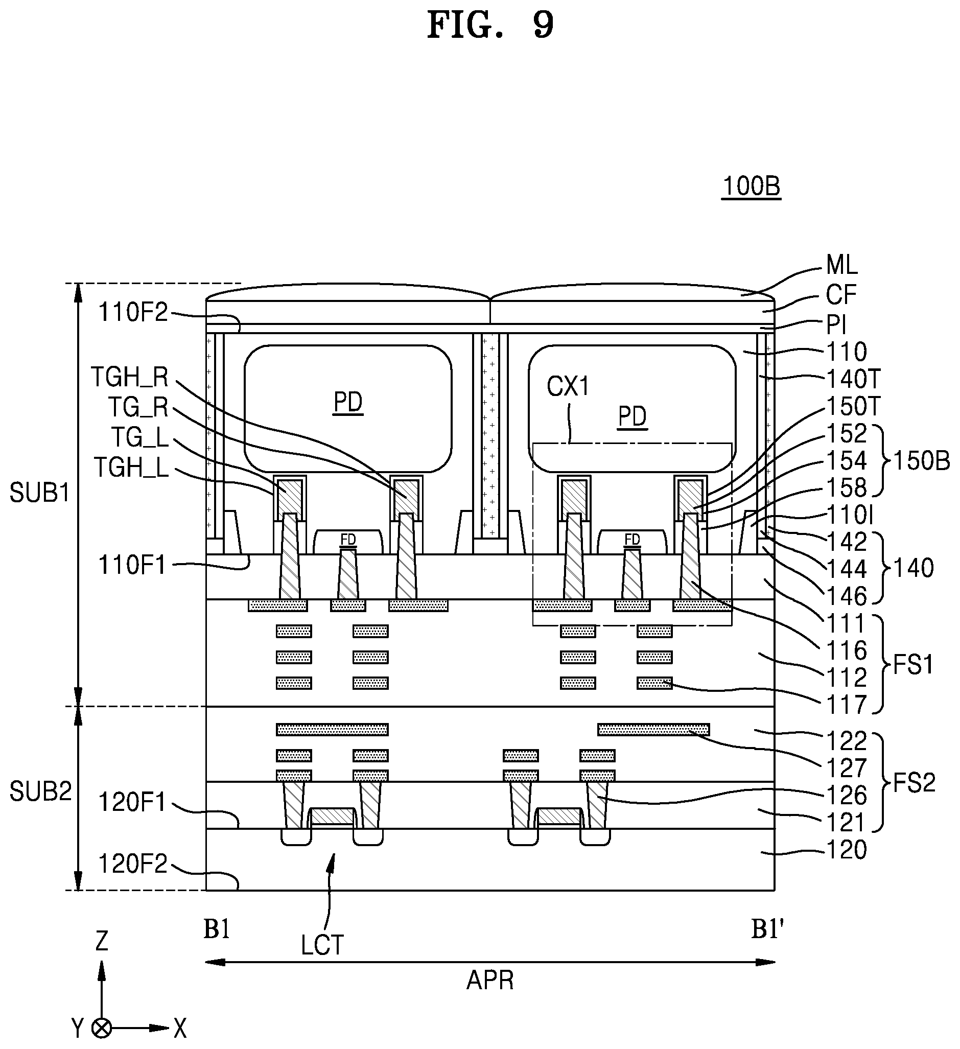 Patent US12588304 Figure 9 – Image sensor including a buried gate
