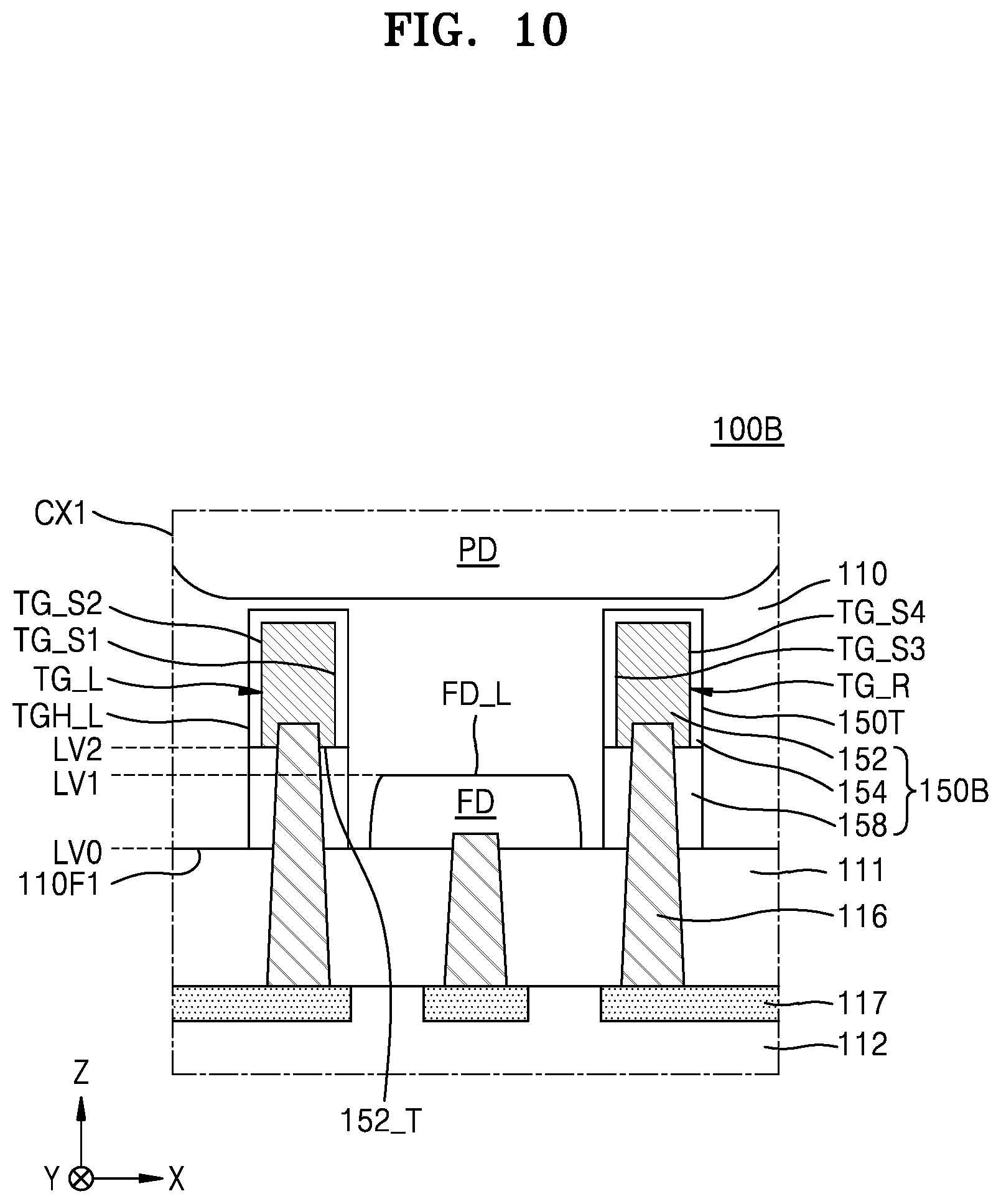Patent US12588304 Figure 10 – Image sensor including a buried gate
