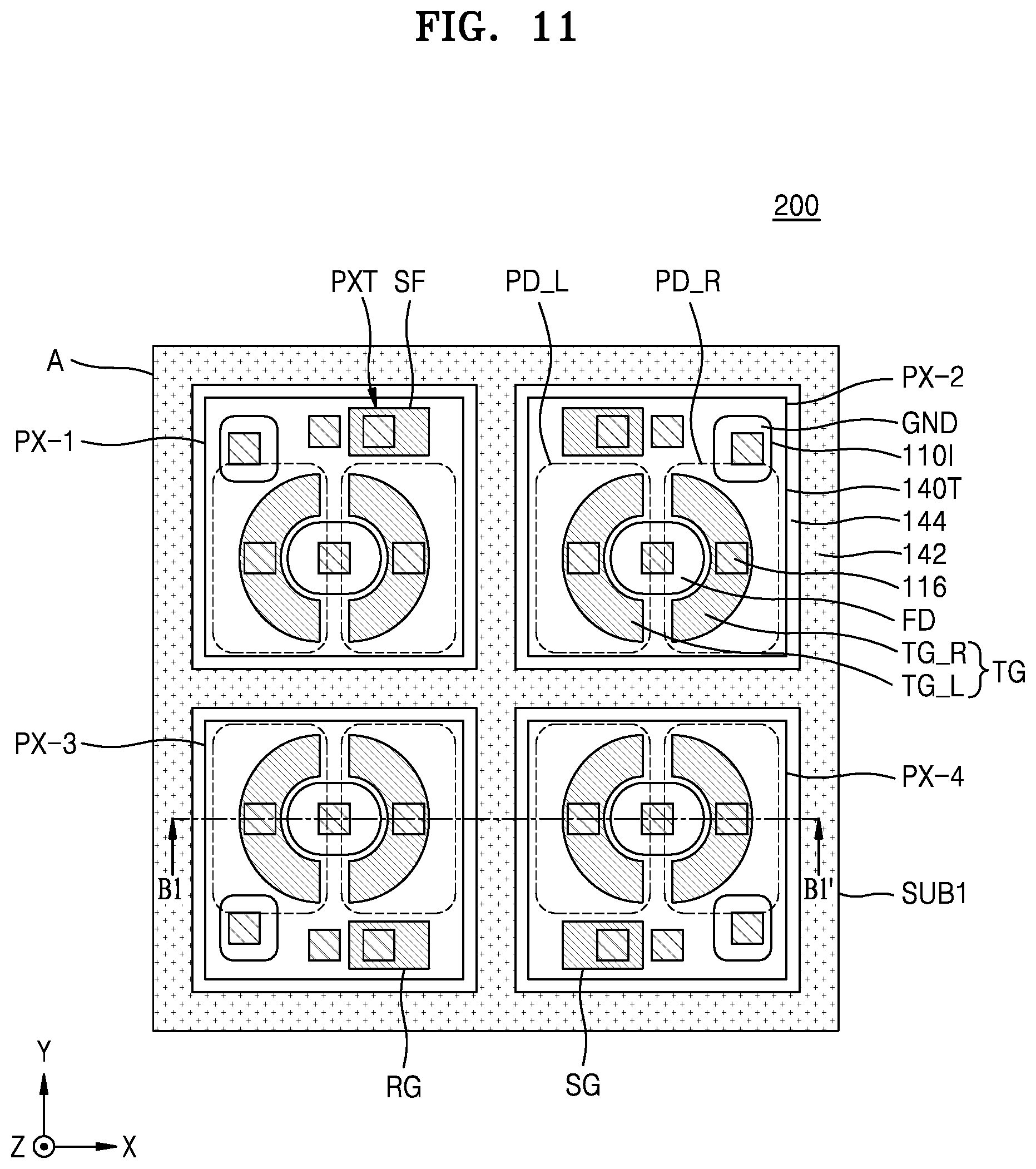 Patent US12588304 Figure 11 – Image sensor including a buried gate
