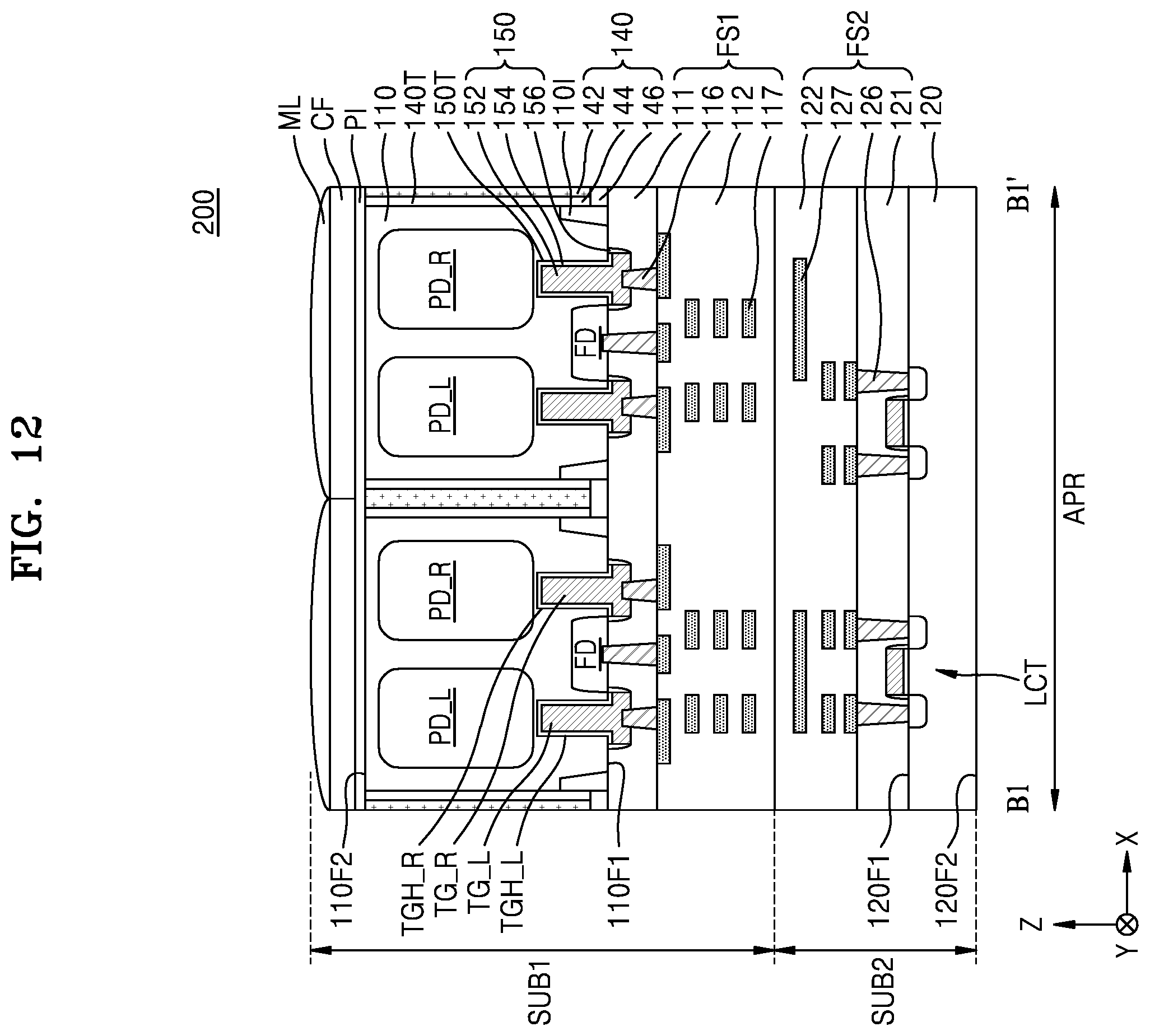 Patent US12588304 Figure 12 – Image sensor including a buried gate