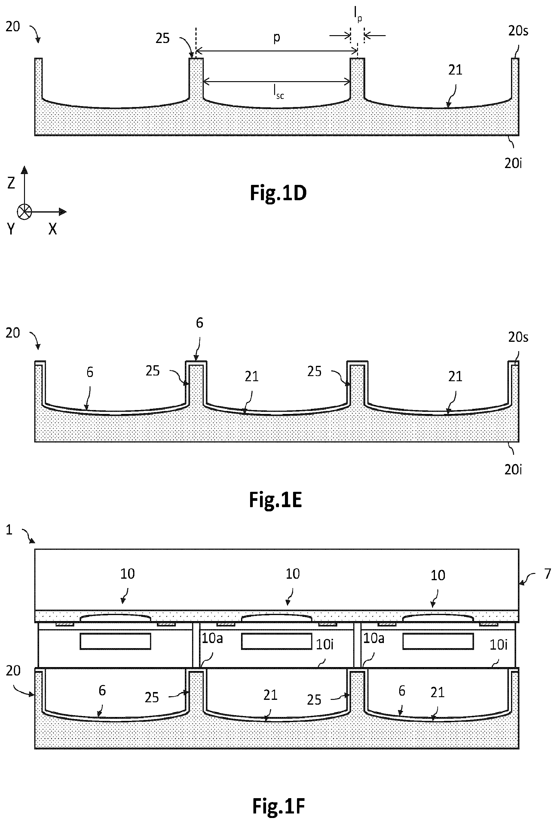 Patent US12588313 Figure 2 – Method for collective bending of microelectronic components including a transfer the microelectronic components then assembled to a temporary handle