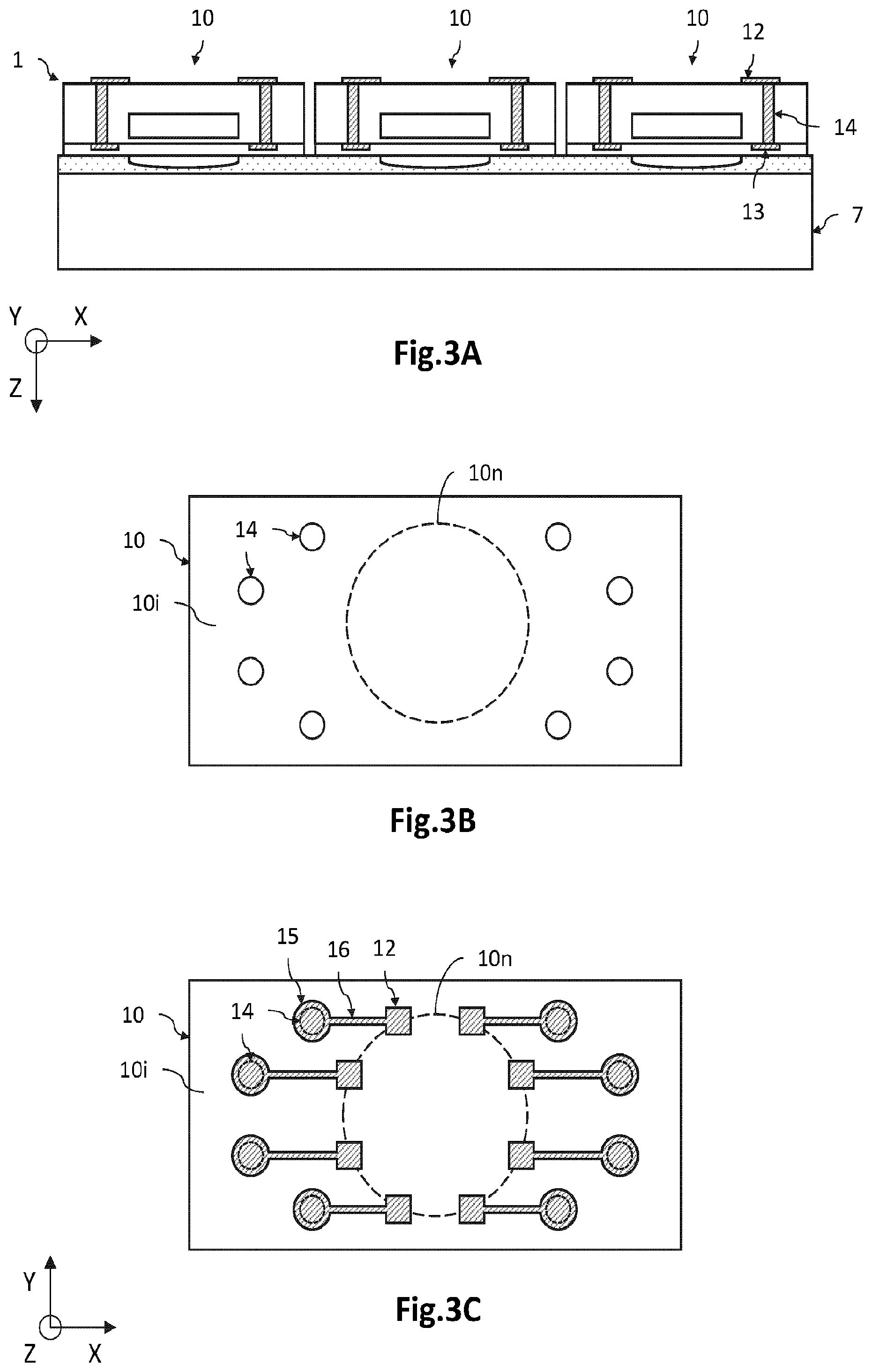 Patent US12588313 Figure 7 – Method for collective bending of microelectronic components including a transfer the microelectronic components then assembled to a temporary handle
