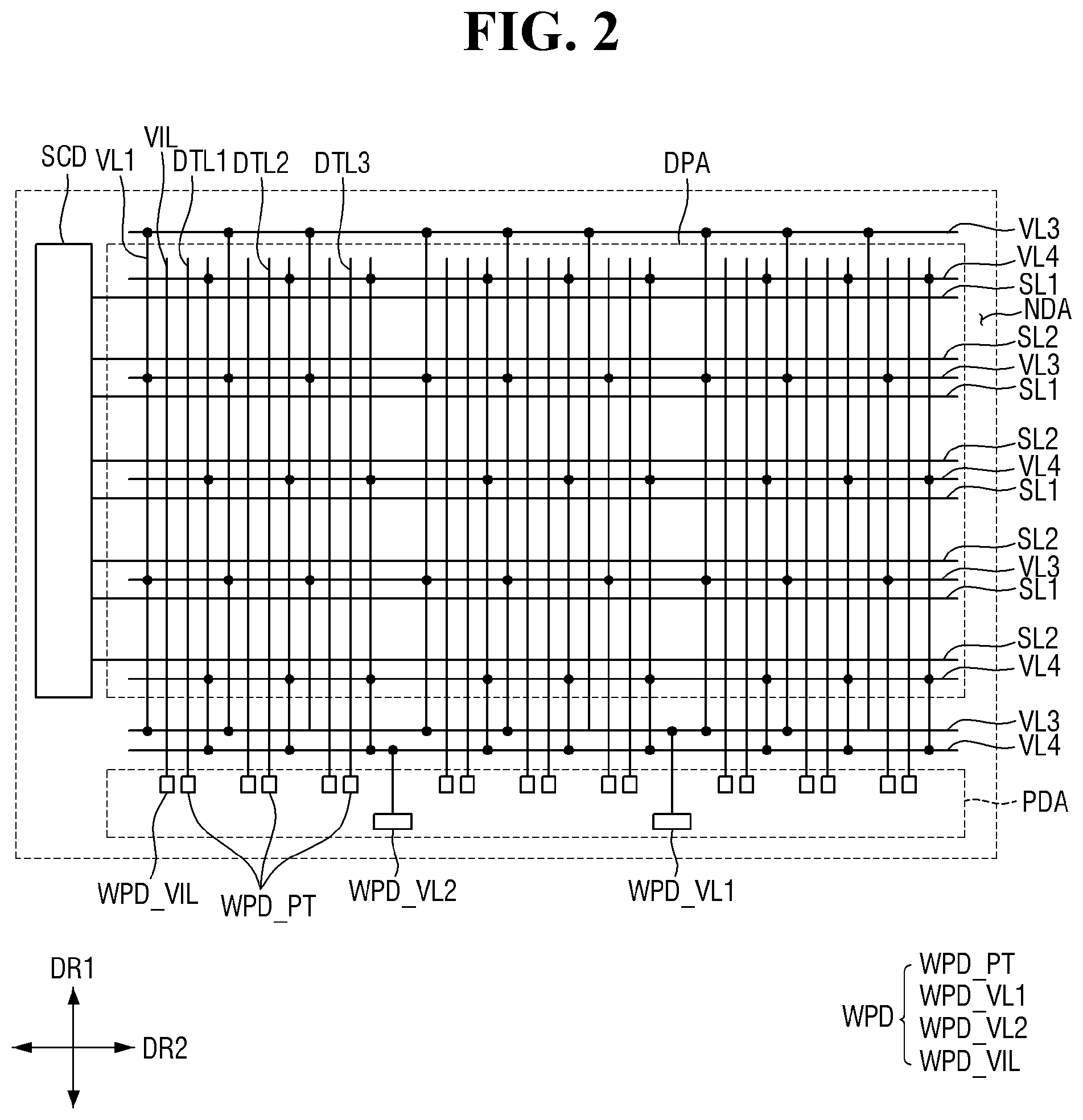Patent US12588327 Figure 2 – Display device and method for fabrication thereof