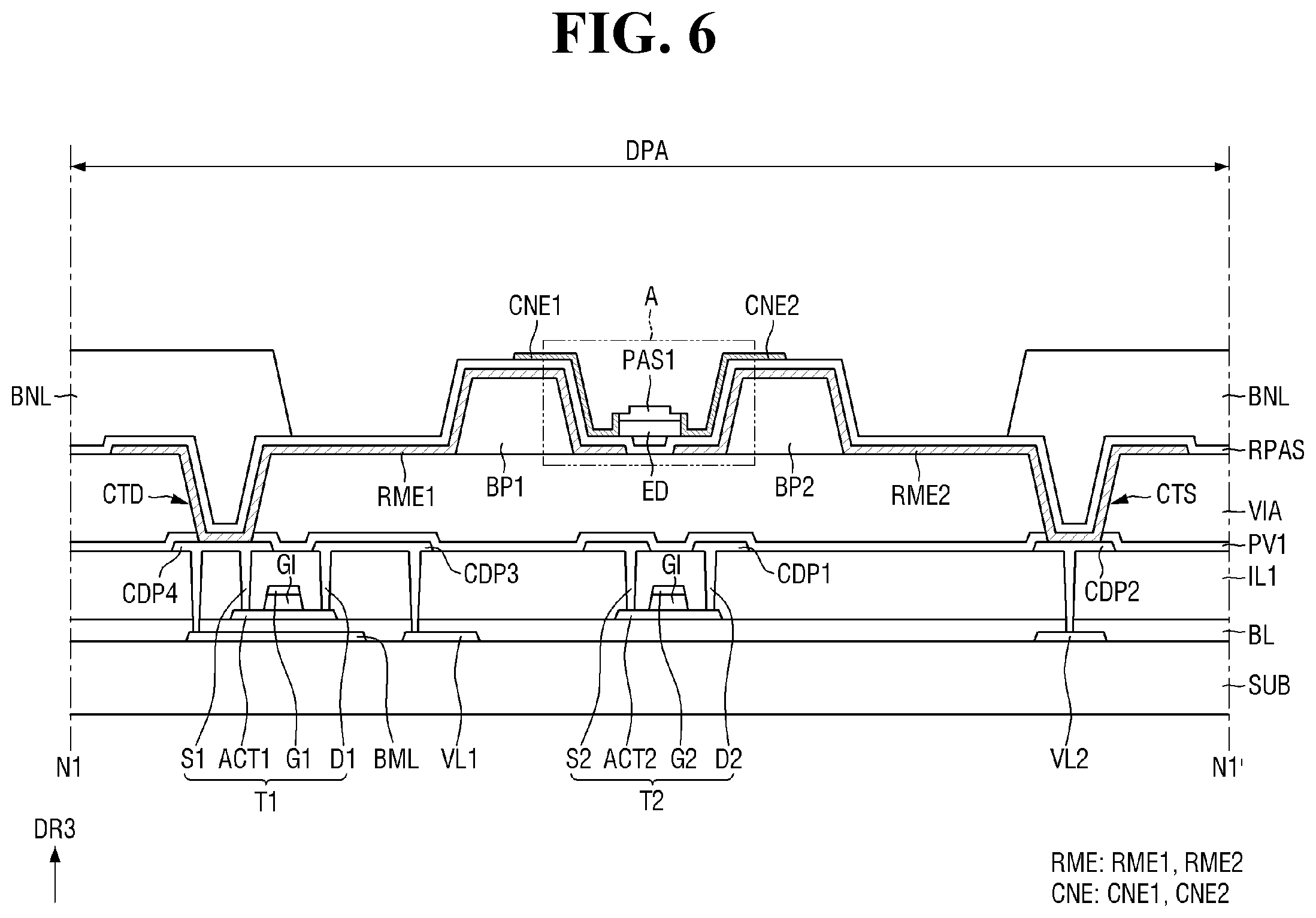 Patent US12588327 Figure 6 – Display device and method for fabrication thereof