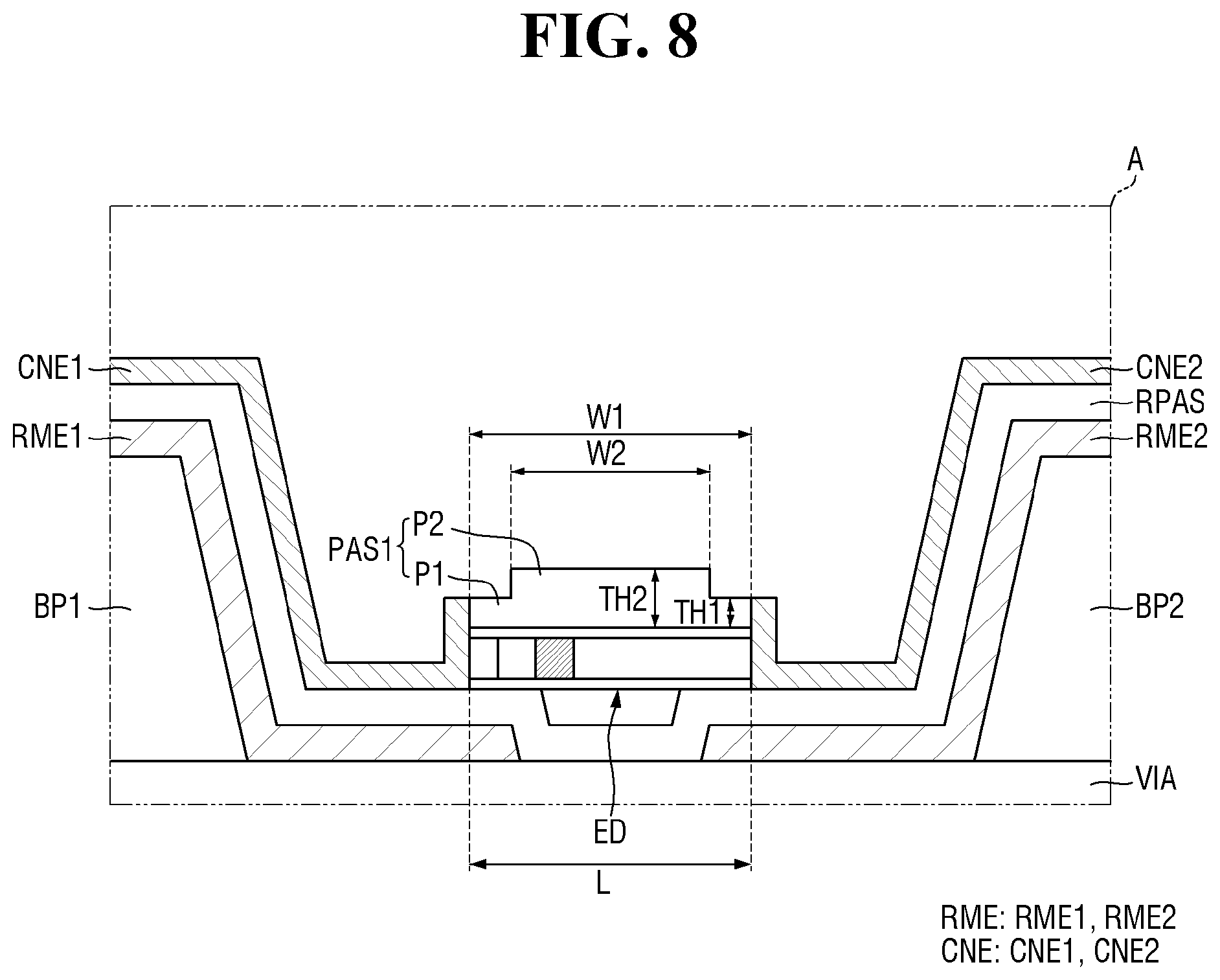 Patent US12588327 Figure 8 – Display device and method for fabrication thereof