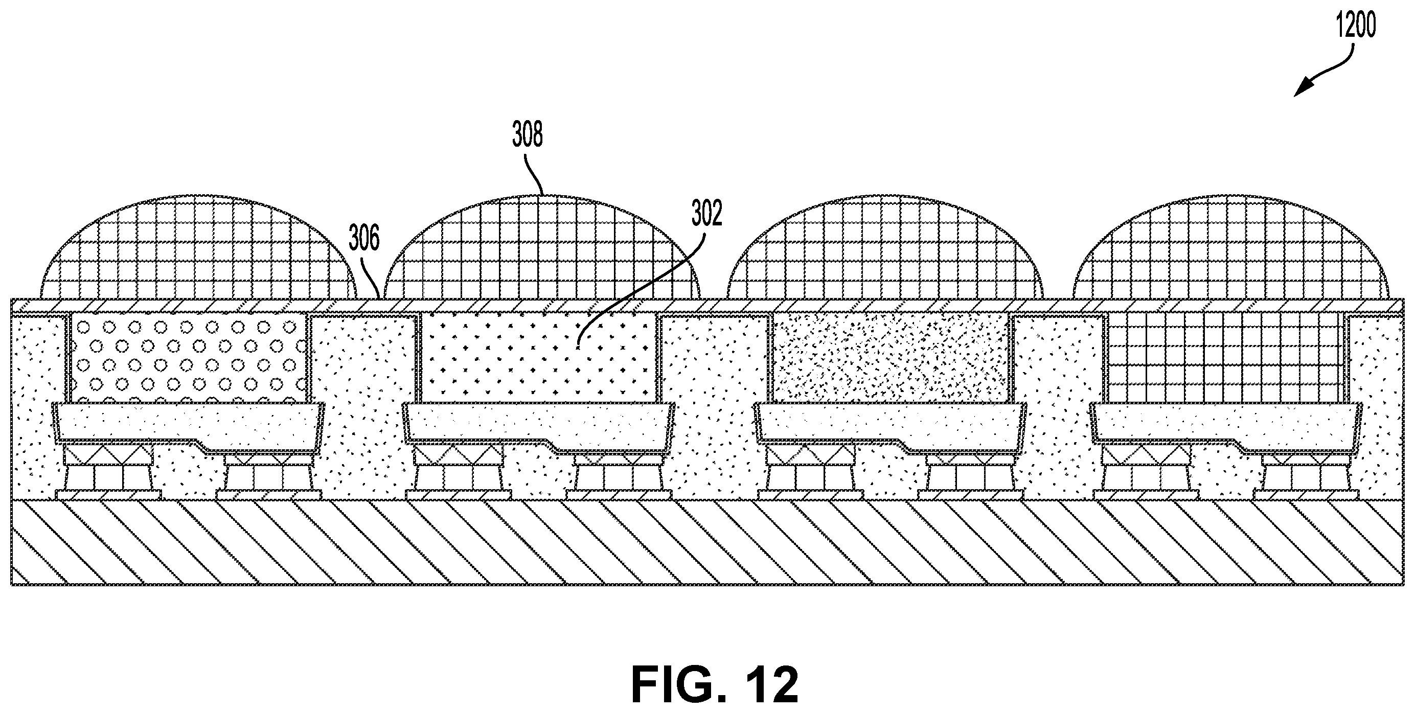 Patent US12588329 Figure 11 – High-density micro-LED arrays with reflective sidewalls